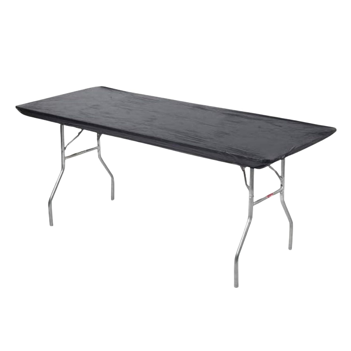 Kwik-Covers vista frontal del mantel negro mostrando ajuste profesional
