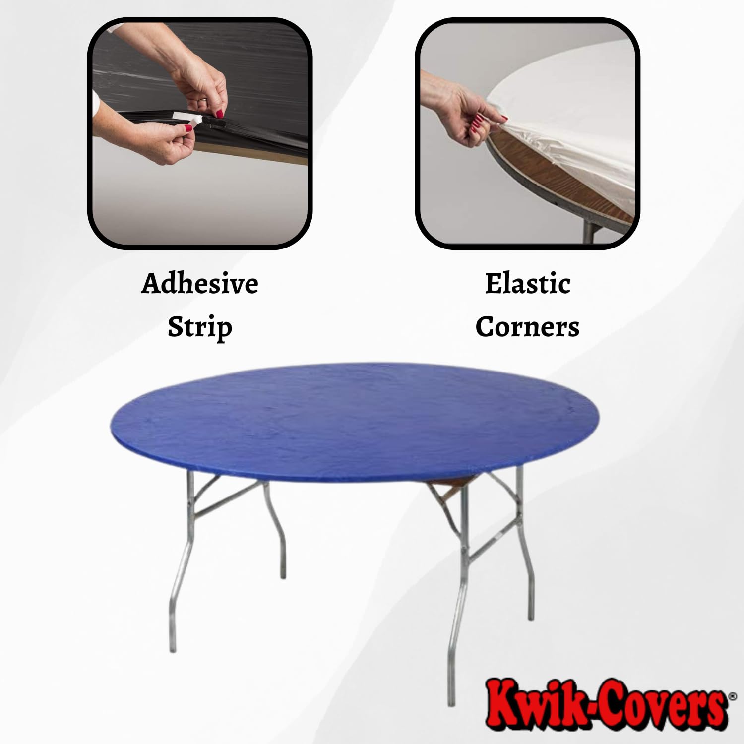 Kwik-Covers primer plano del vinilo 3 mil indicando durabilidad y facilidad de limpieza