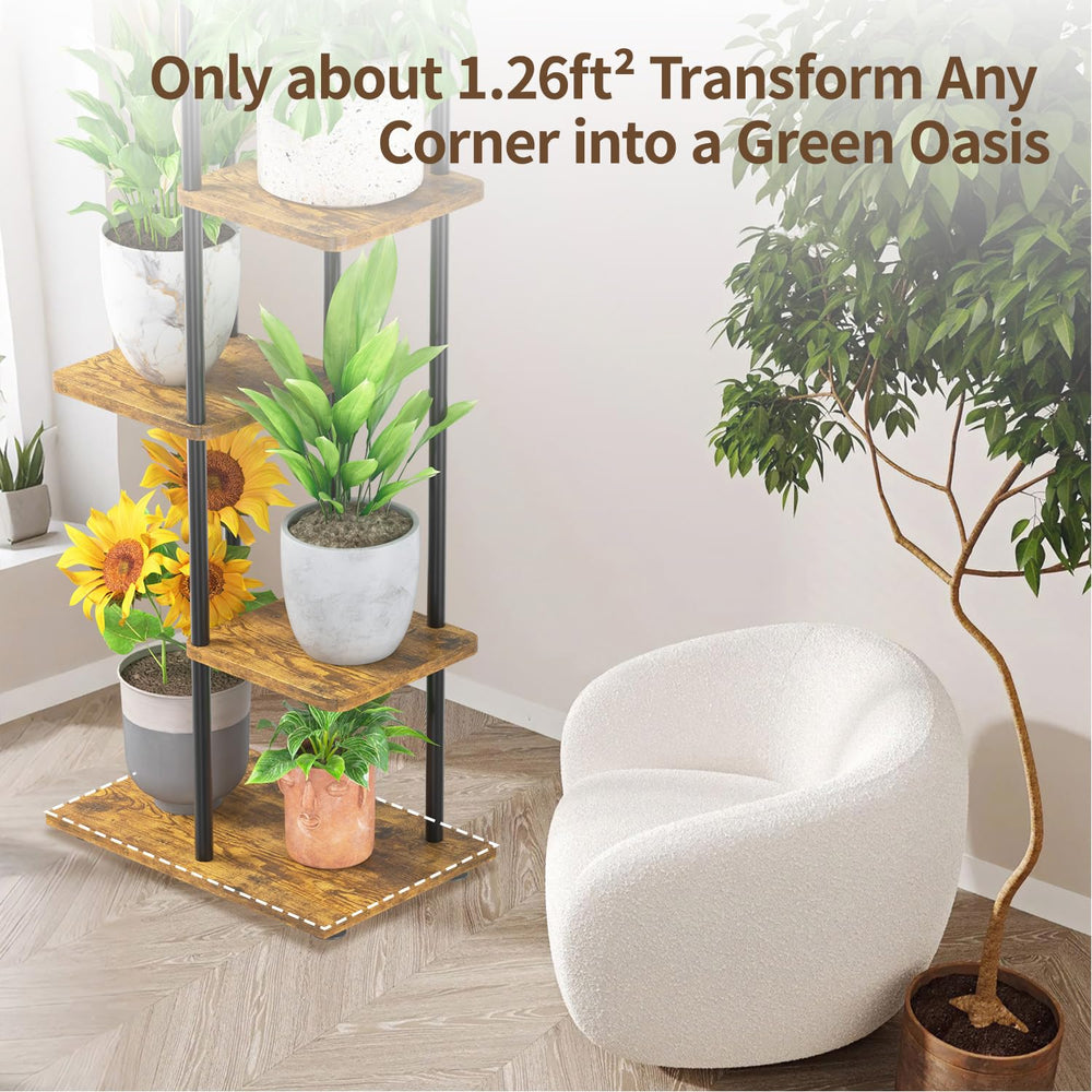 LASZOLA soporte colocado en salón de apartamento integrando plantas y decoración