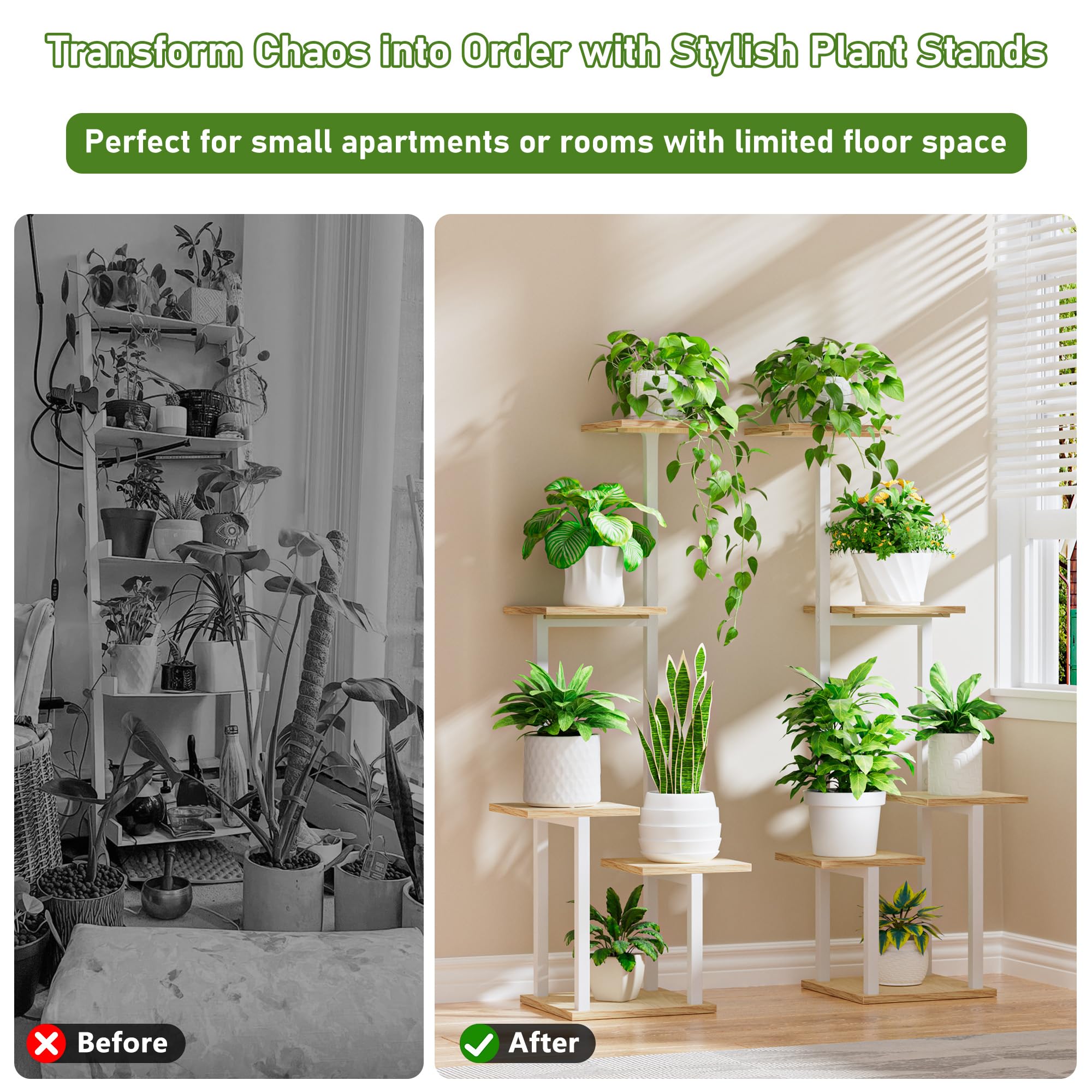 LATIBELL soporte con macetas en uso que demuestra capacidad para diversas plantas y estilo