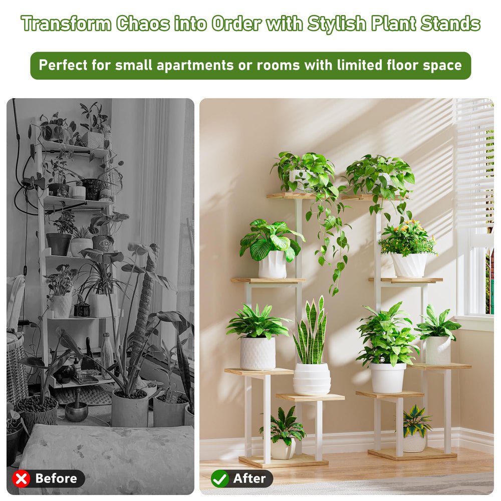 LATIBELL soporte con macetas en uso que demuestra capacidad para diversas plantas y estilo