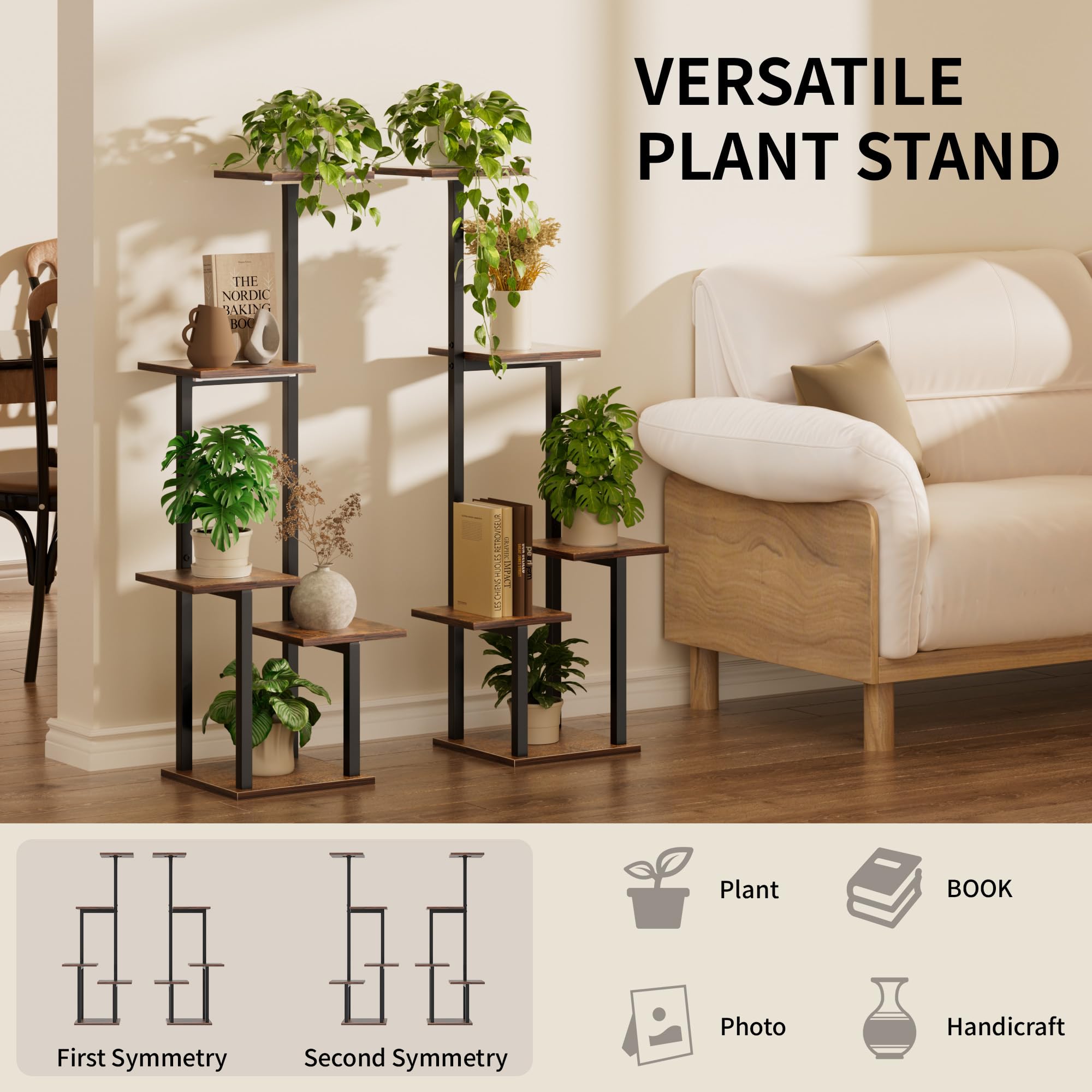 LATIBELL estantería en rincón decorativo combinando plantas y objetos personales