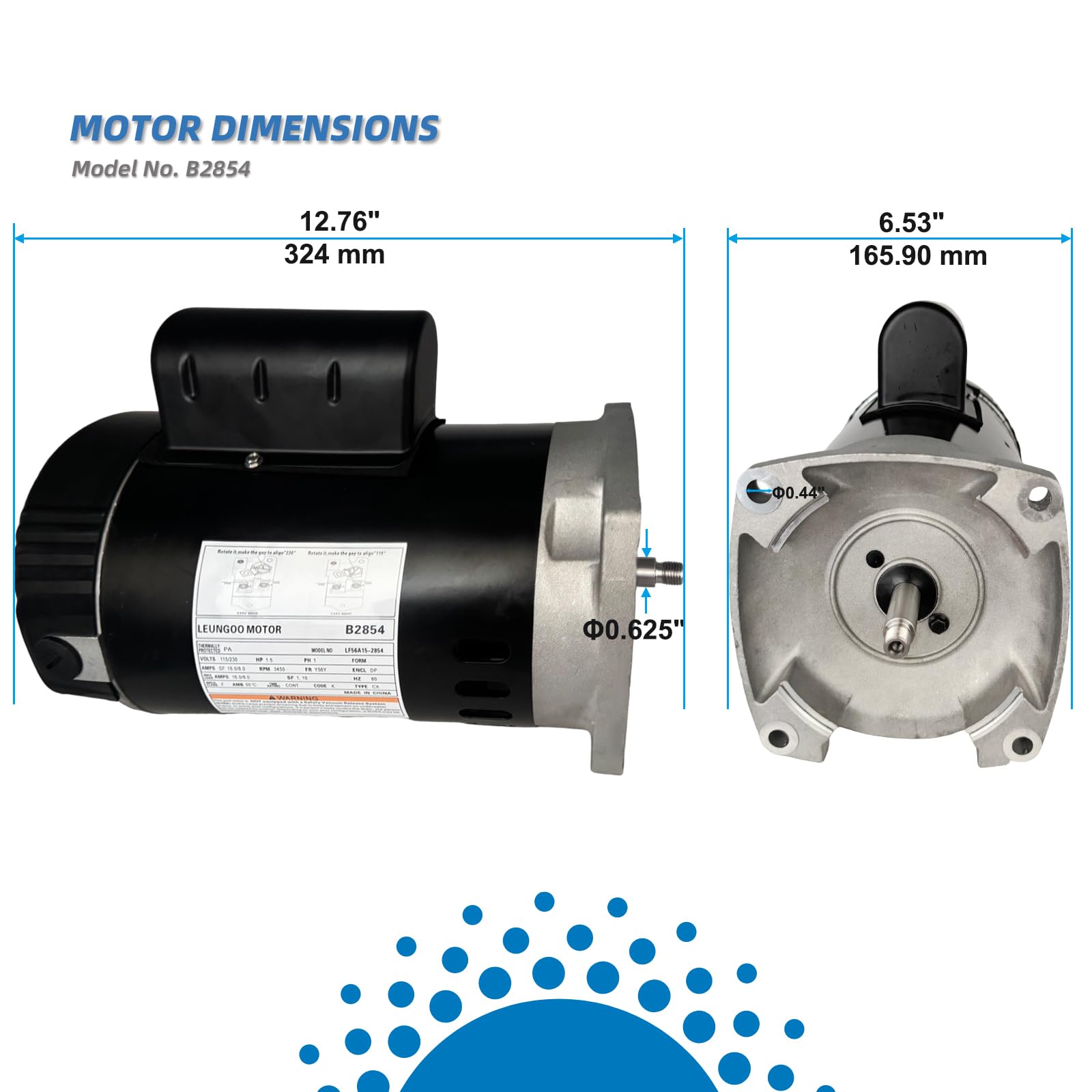 LEUNGOO motor en uso junto a piscina mejorando circulación y filtración