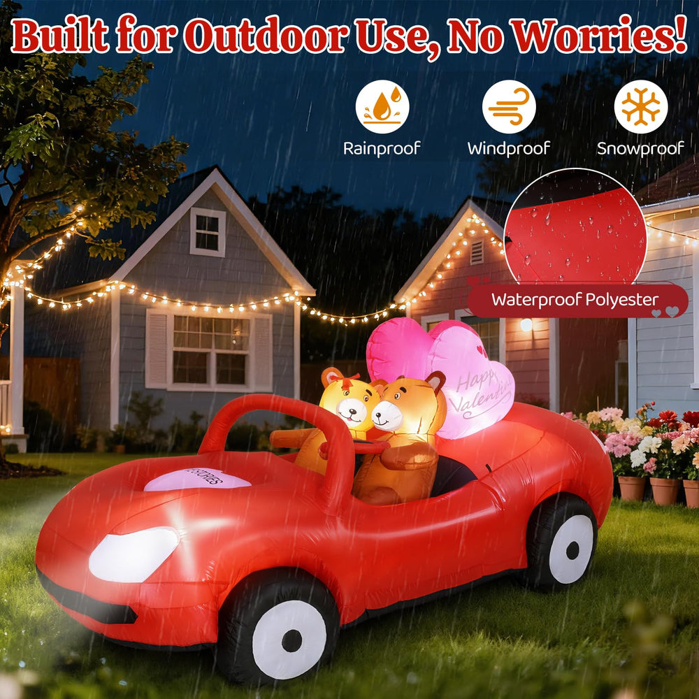 Lewondr inflable colocado en jardín iluminado, decora exteriores fácilmente