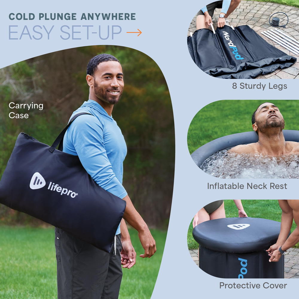 LifePro NordPod plegado dentro de su bolsa de transporte para viaje fácil