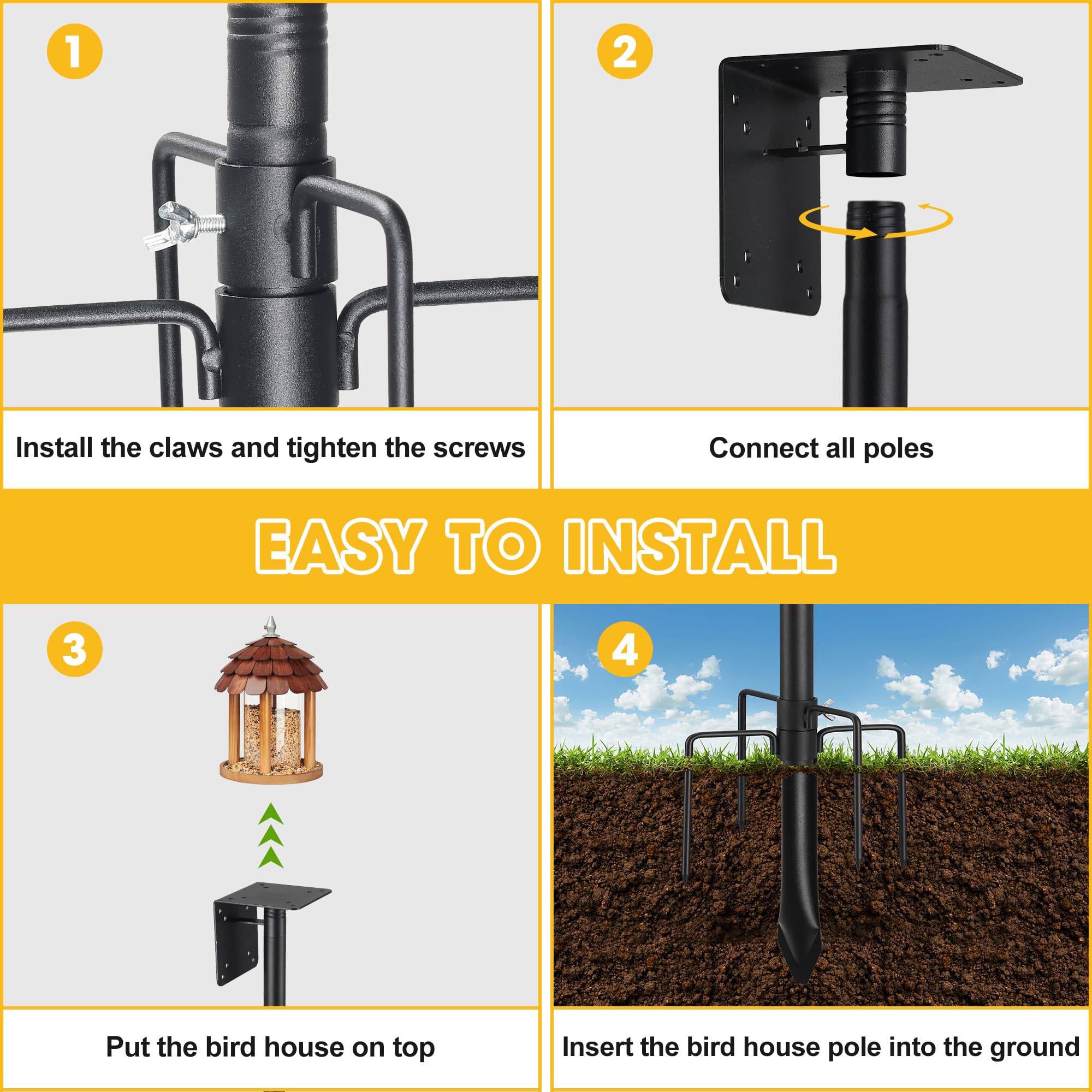 LLARGUEST poste en jardín con accesorios, mejora la experiencia al aire libre