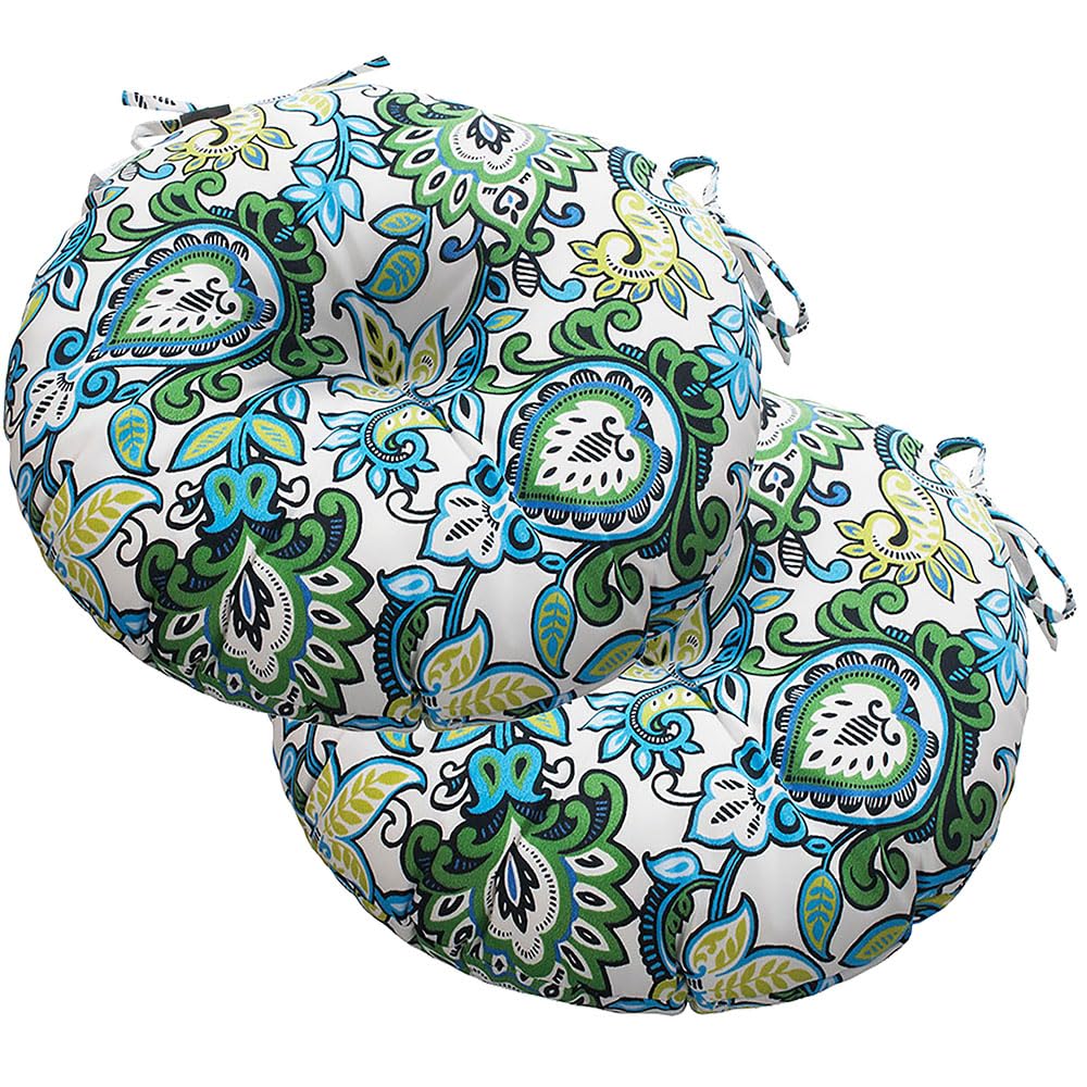 Magpie Fabrics vista frontal del set de 2 cojines florales azul verde aportando confort