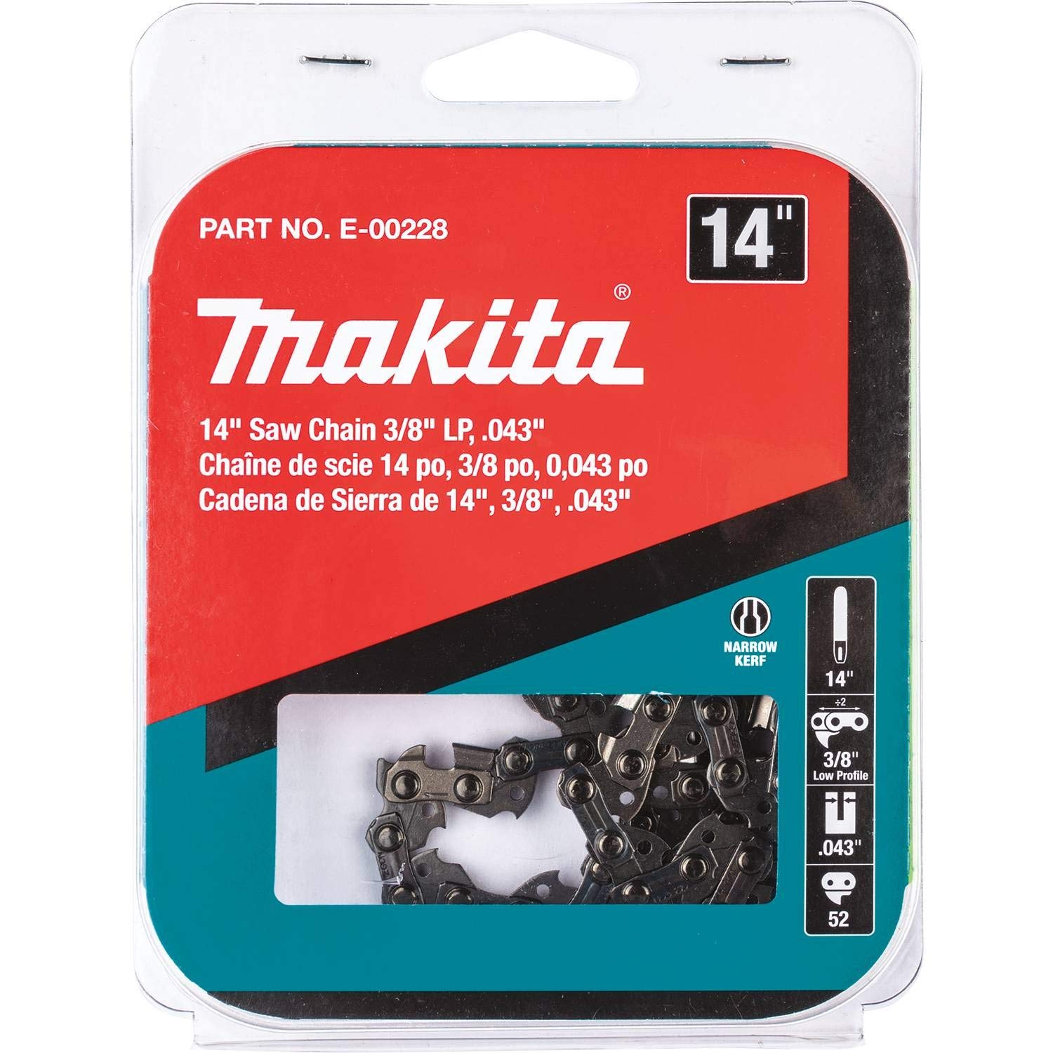 Makita primer plano de dientes con esquinas gemelas para cortes más duraderos