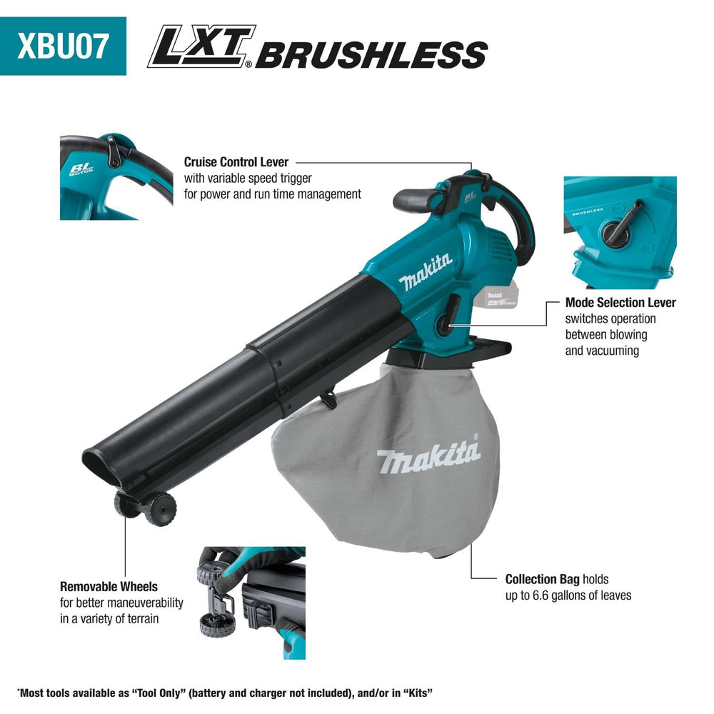 Makita XBU07Z detalle del impulsor metálico que tritura hojas eficientemente