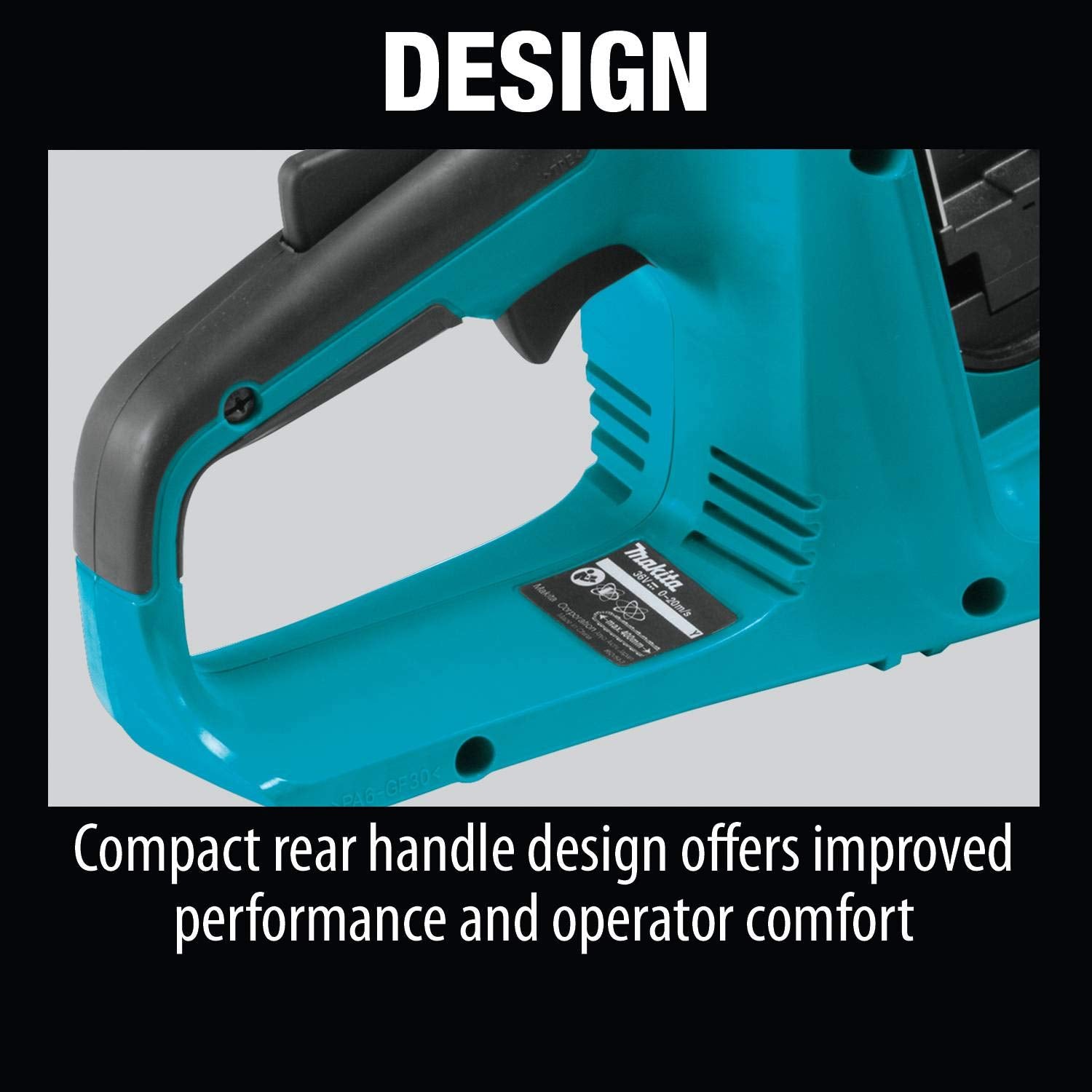 Makita XCU04CM comparación de tamaño con una cuerda para referencia de escala