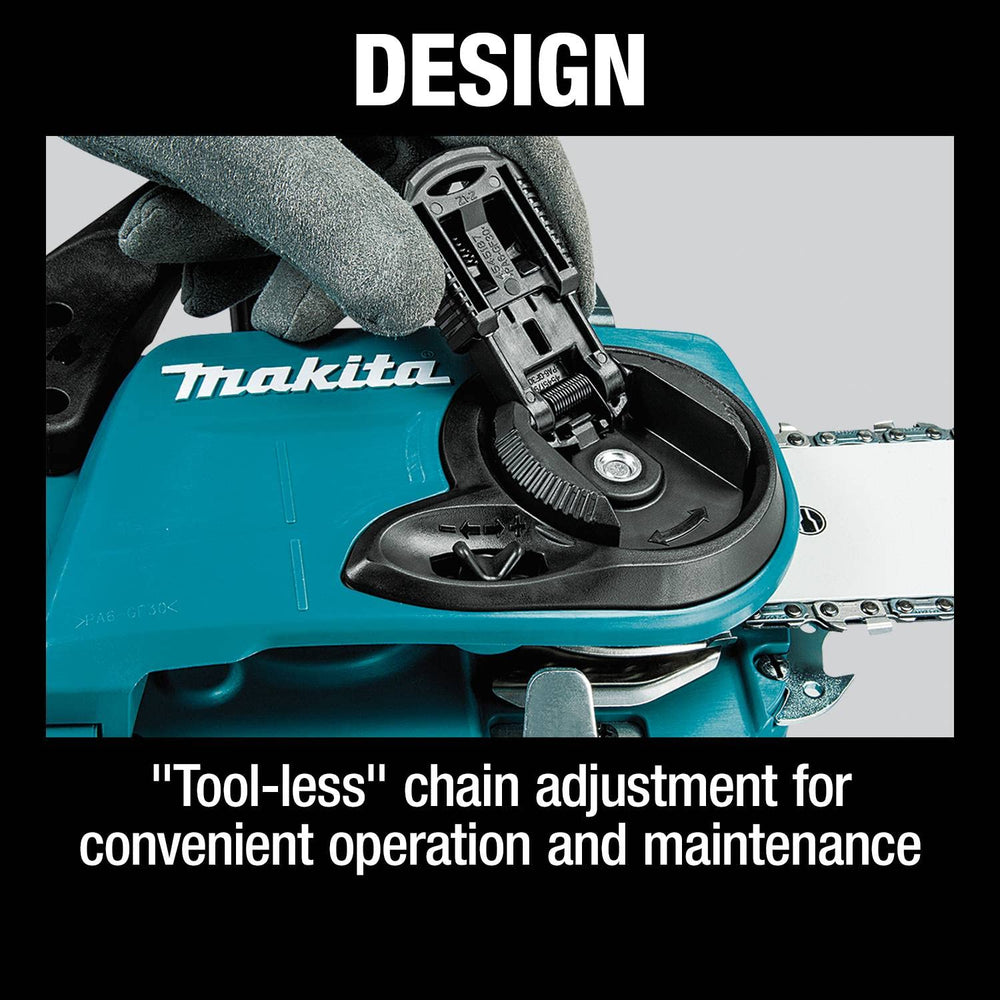 Makita XCU04CM cortando un tronco para mostrar velocidad y capacidad de corte