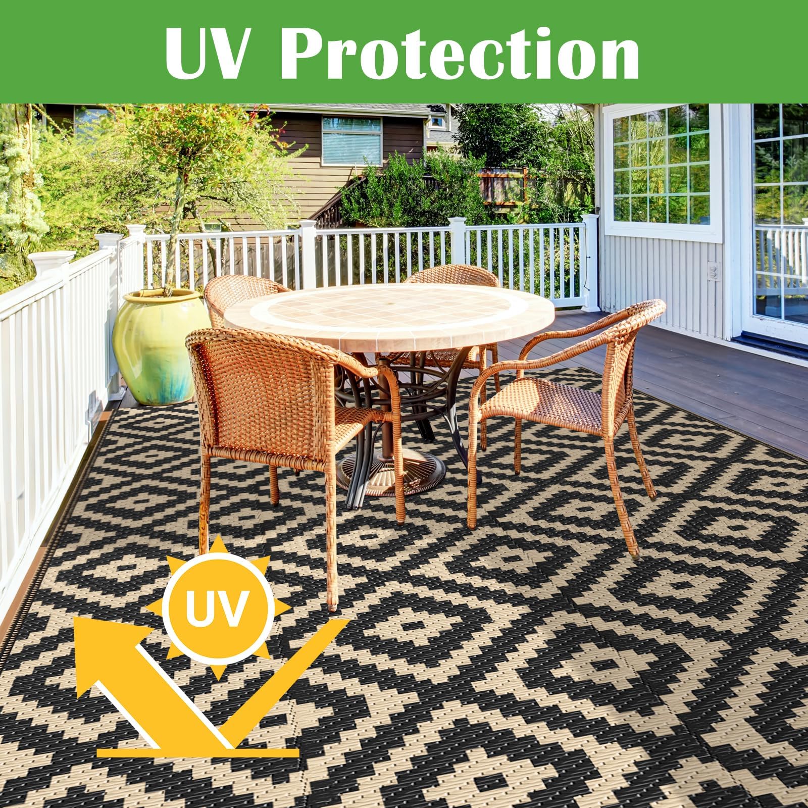 mattitude alfombra reversible mostrando ambos patrones y versatilidad