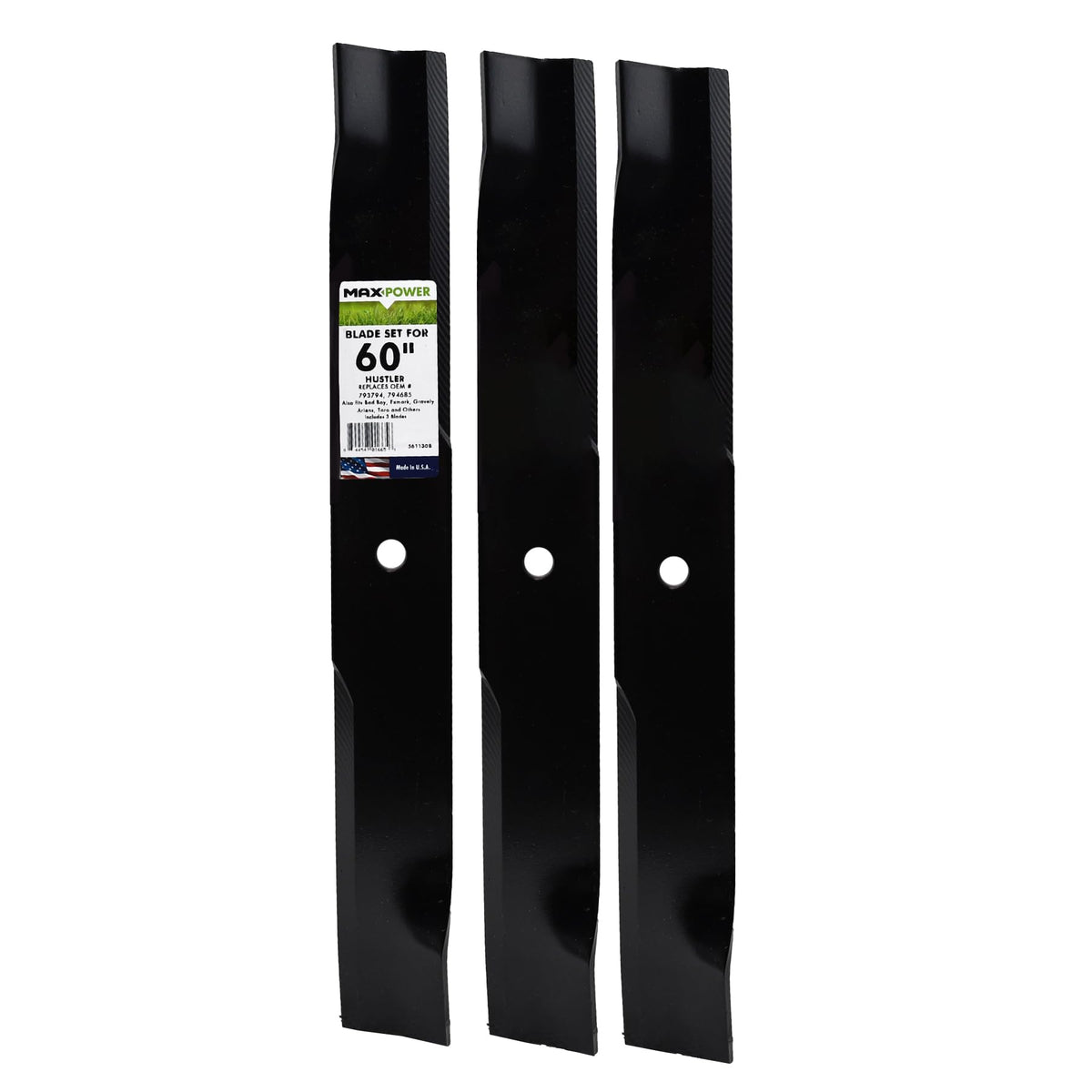 MaxPower vista frontal del paquete mostrando las tres cuchillas y compatibilidad