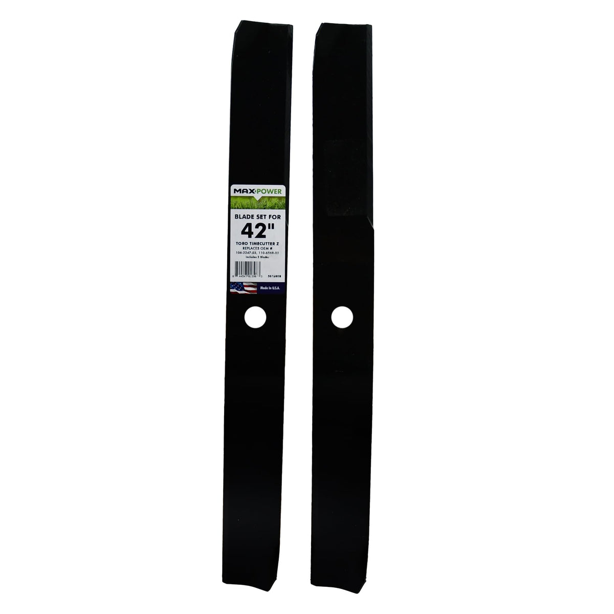 Maxpower vista frontal del paquete mostrando cuchillas y marca, beneficios de reemplazo directo
