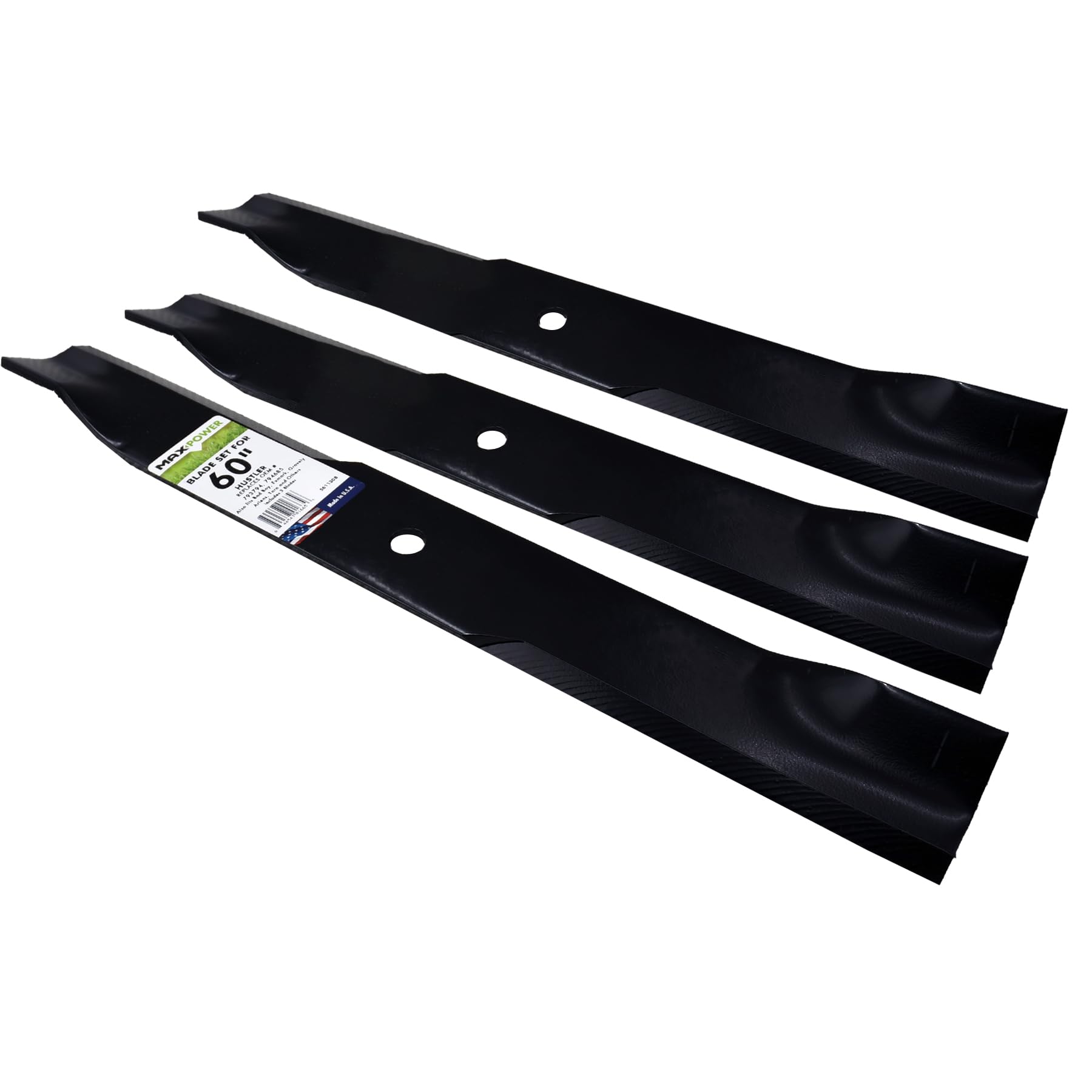 MaxPower cuchillas instaladas en cortacésped Bad Boy de 60" en uso