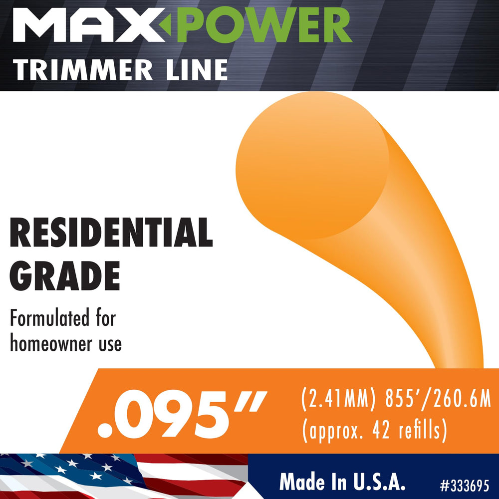 MaxPower hilo en uso con desbrozadora demostrando corte uniforme y control