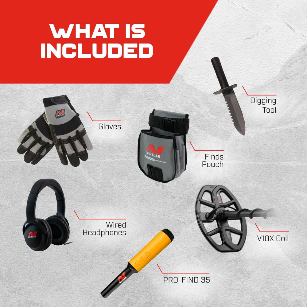 MINELAB bobina V10X detalle de doble D que mejora profundidad y discriminación
