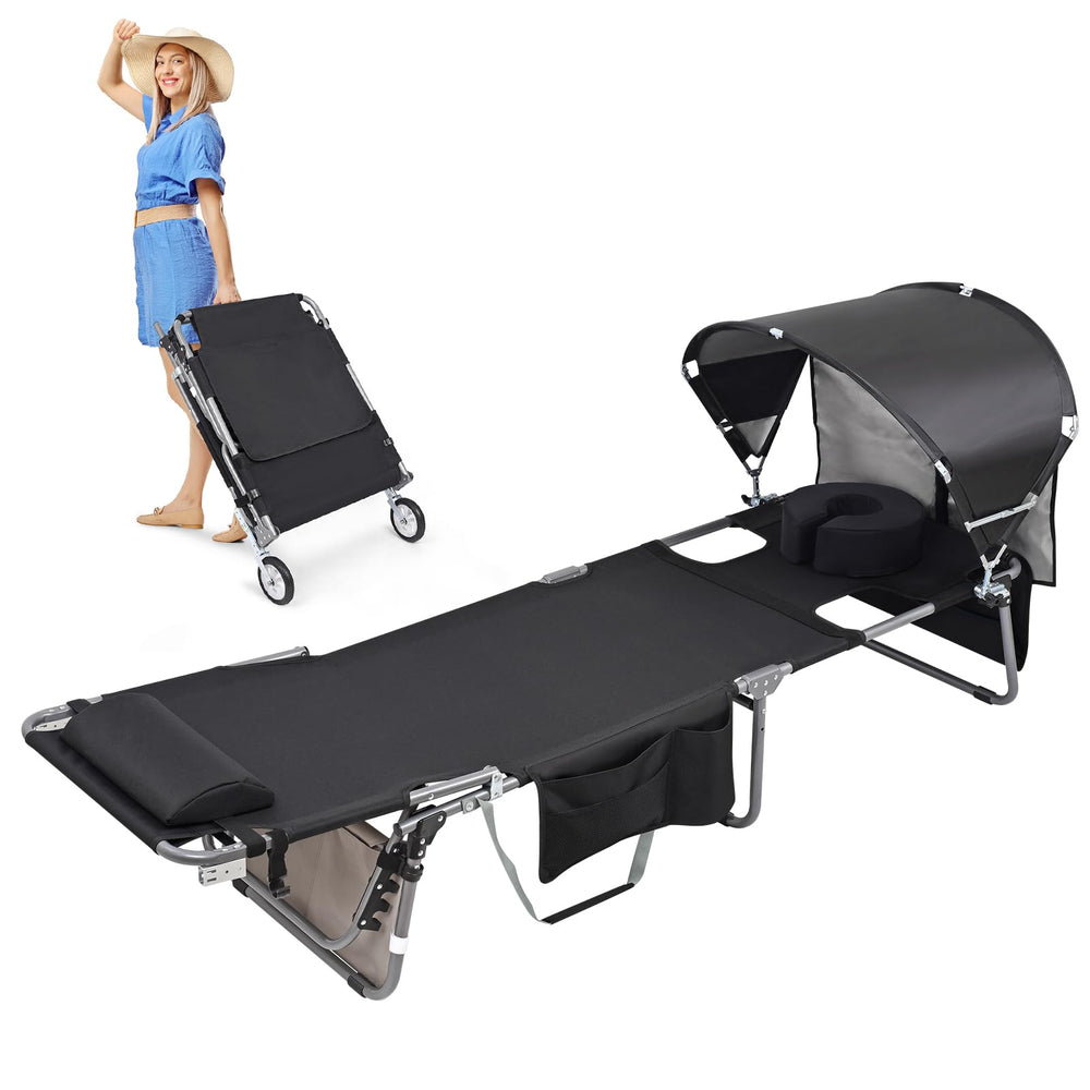 Minndudu tumbona frontal con toldo que facilita bronceado cómodo