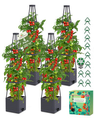 MQHUAYU vista frontal del pack de cuatro maceteros que optimiza cultivo vertical