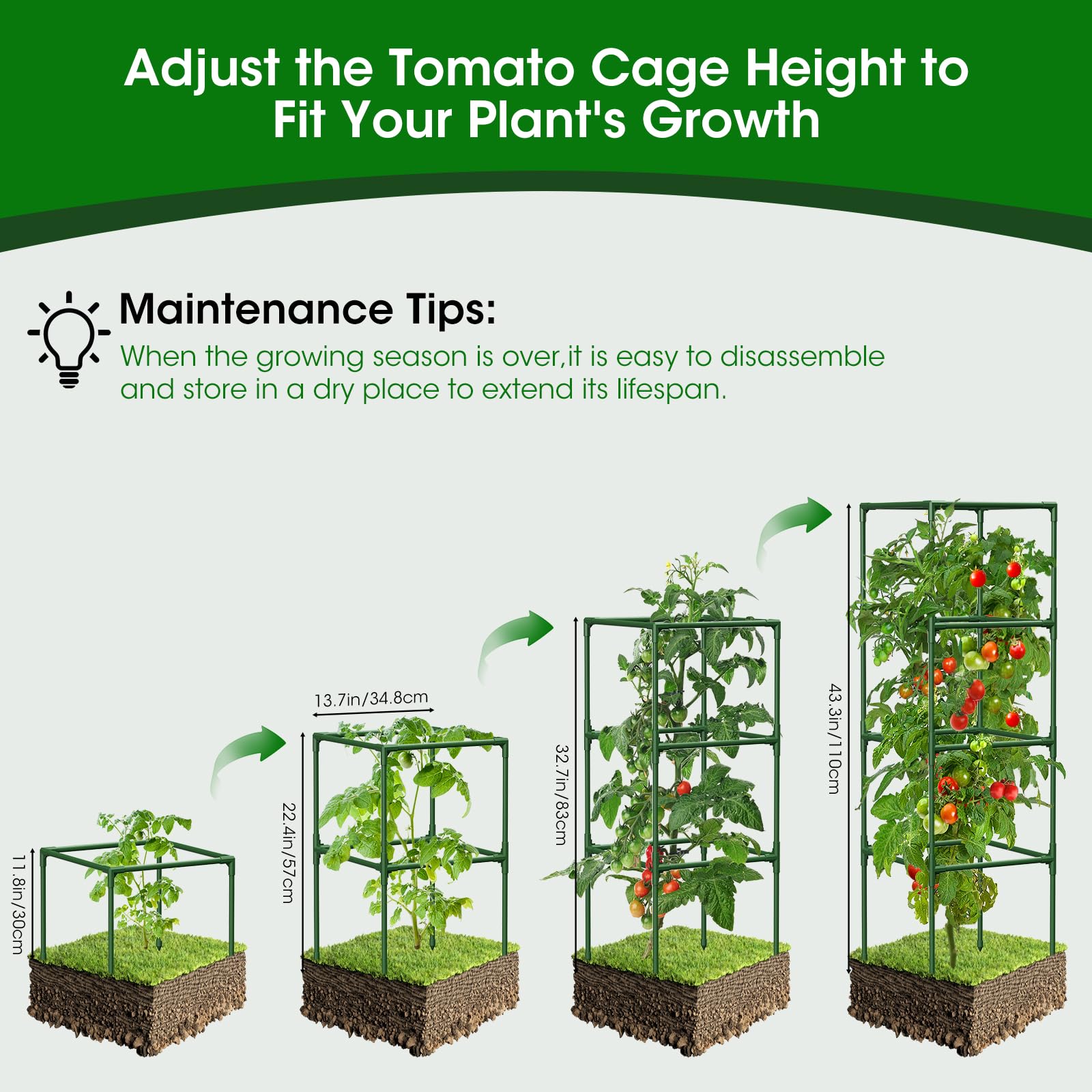 MQHUAYU jaula montada en huerto sosteniendo plantas y facilitando la cosecha