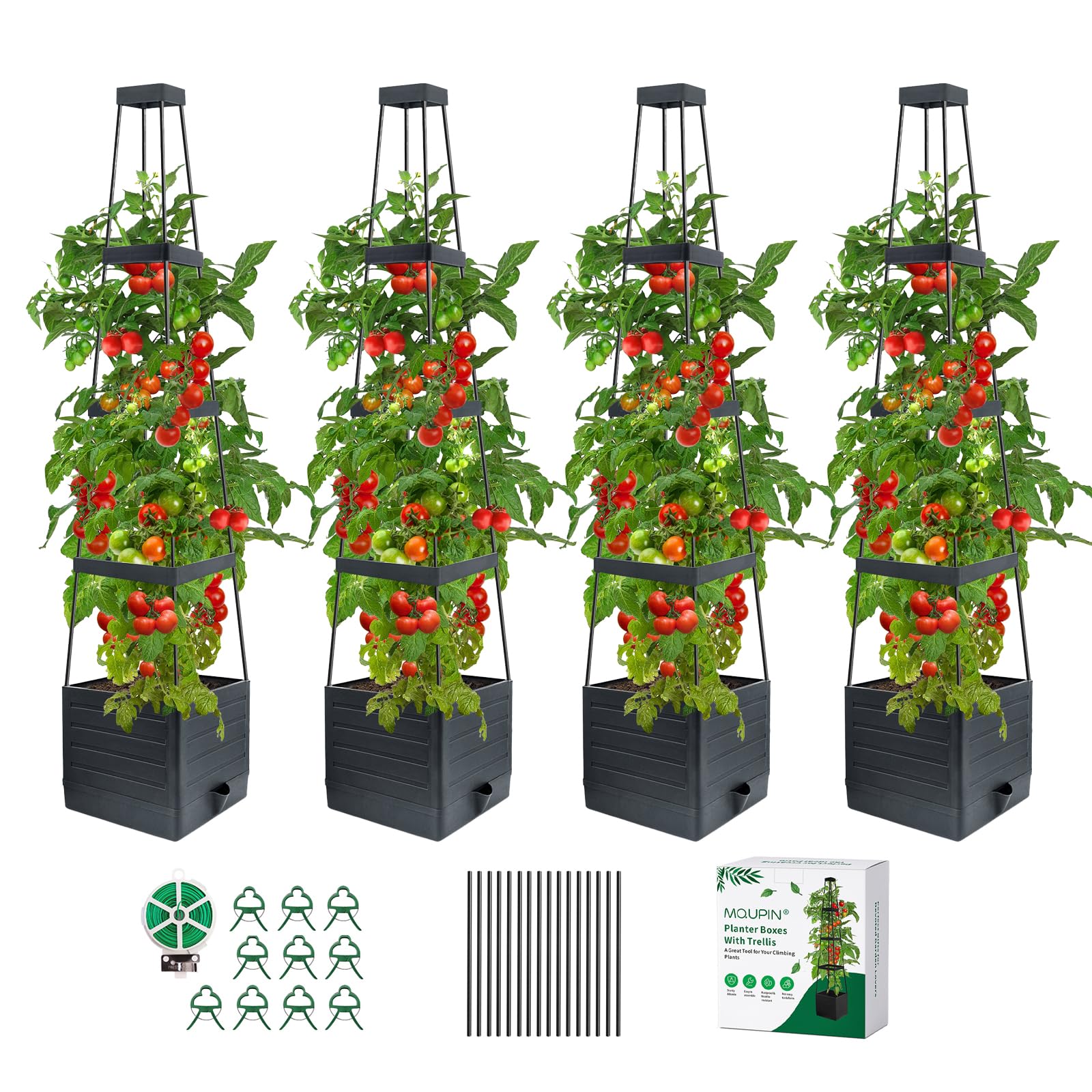 MQUPIN jardinera frontal mostrando forma y capacidad, ideal para terrazas