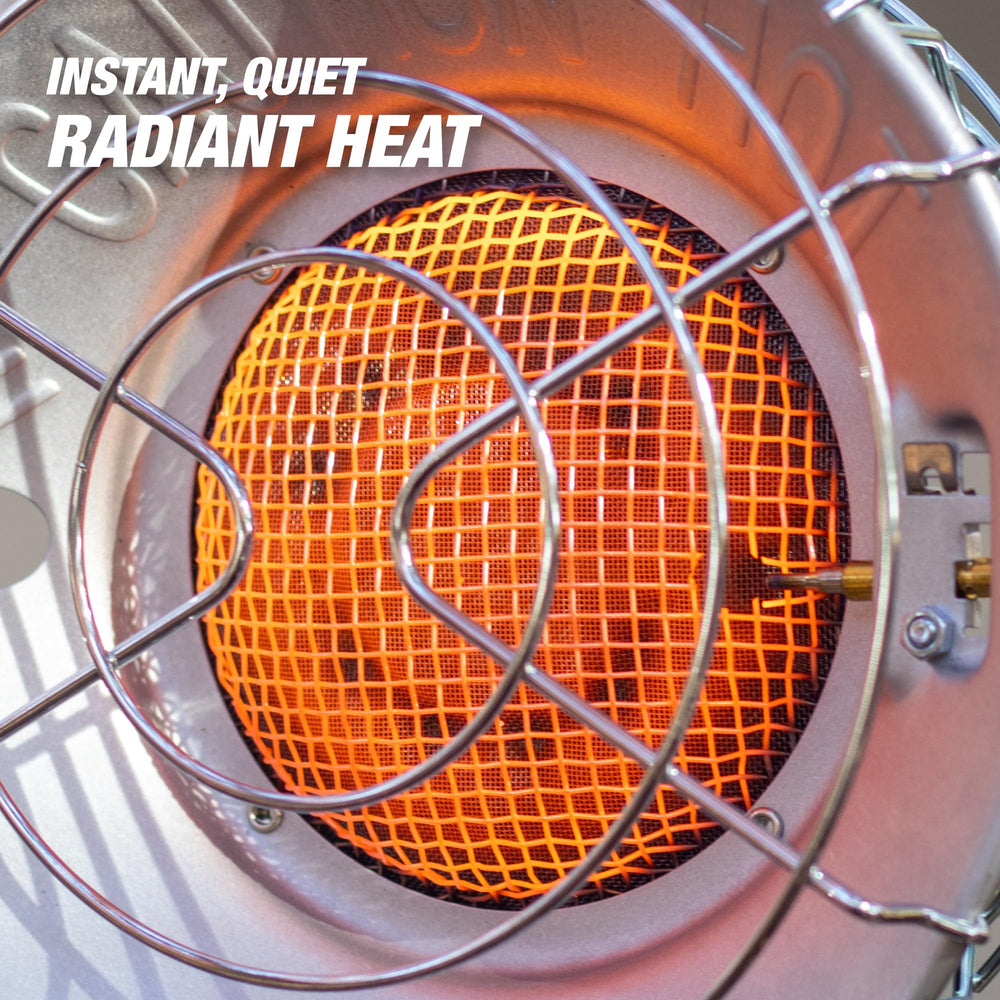 Mr. Heater en camping con usuarios disfrutando calor en exteriores
