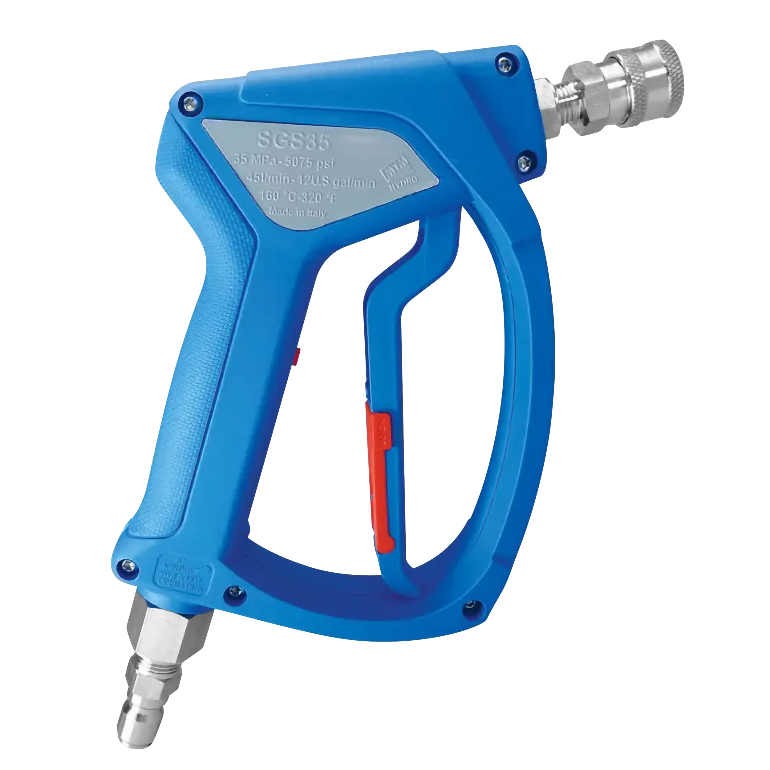 MTM Hydro pistola SGS35 vista frontal mostrando diseño ergonómico y control