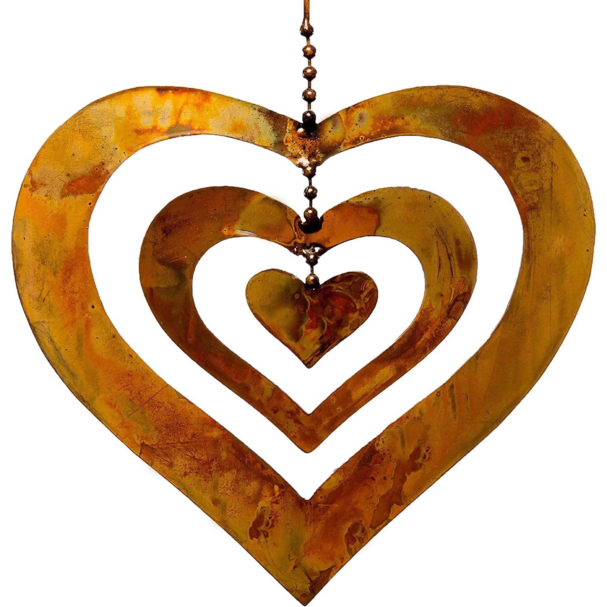 Natures Yard corazón triple frontal en acabado cobre flameado, añade movimiento decorativo