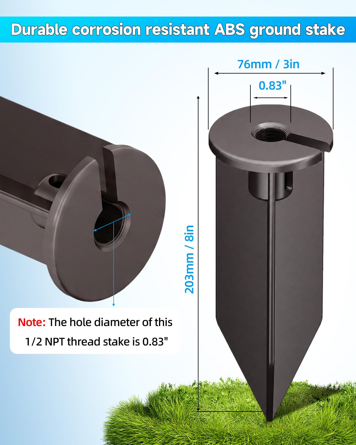 Noobibaba detalle de rosca 1/2" NPT para conexión segura