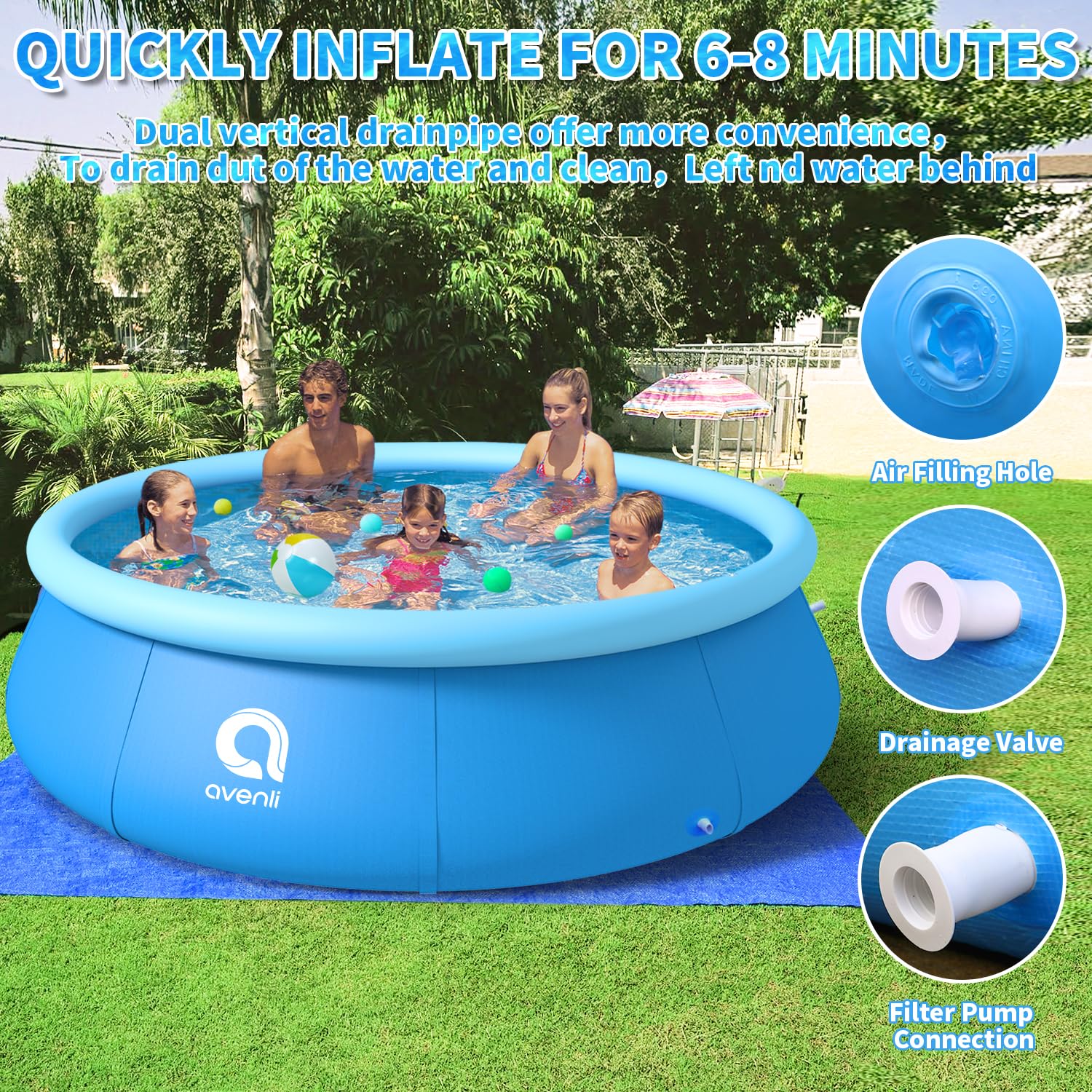OLYMSOLD familia disfrutando la piscina en jardín beneficiando convivencia