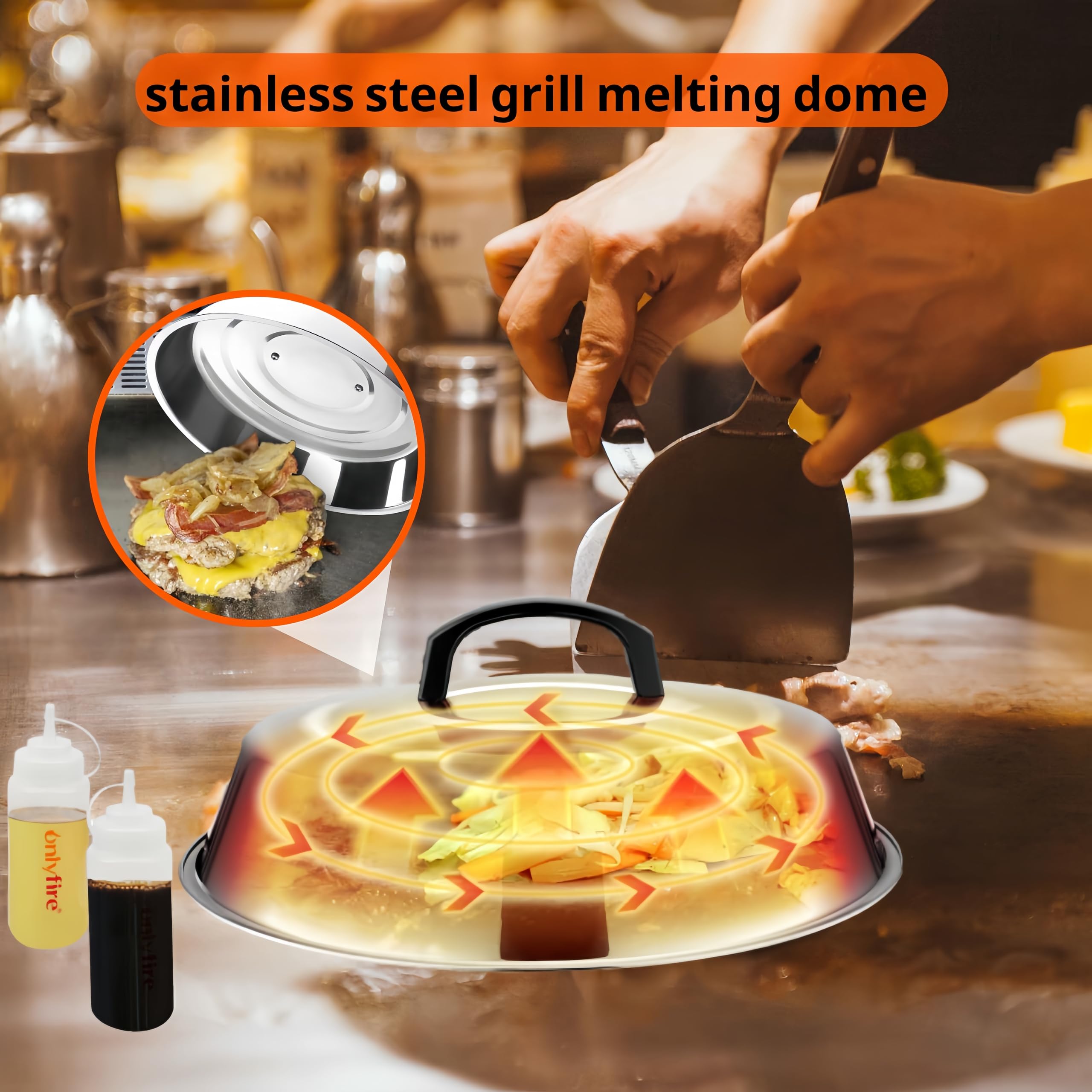 onlyfire espátulas detalle de acero inoxidable para voltear con precisión