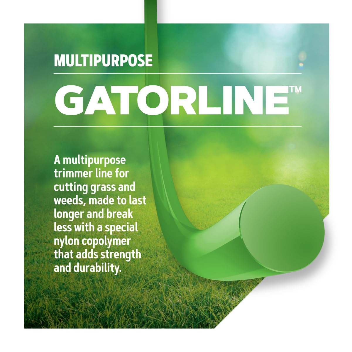 Oregon Gatorline en uso con desbrozadora recortando césped eficientemente