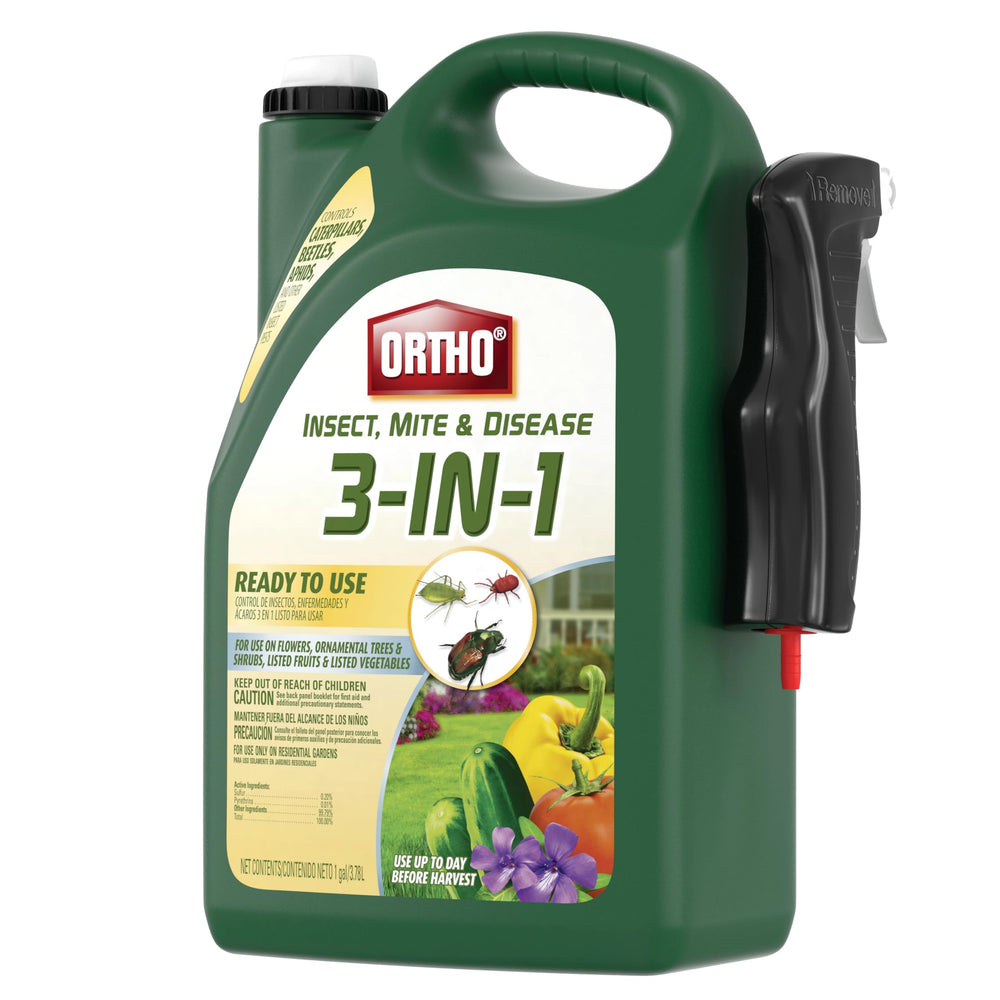 Ortho producto en ambiente de jardín mostrando protección de plantas variadas
