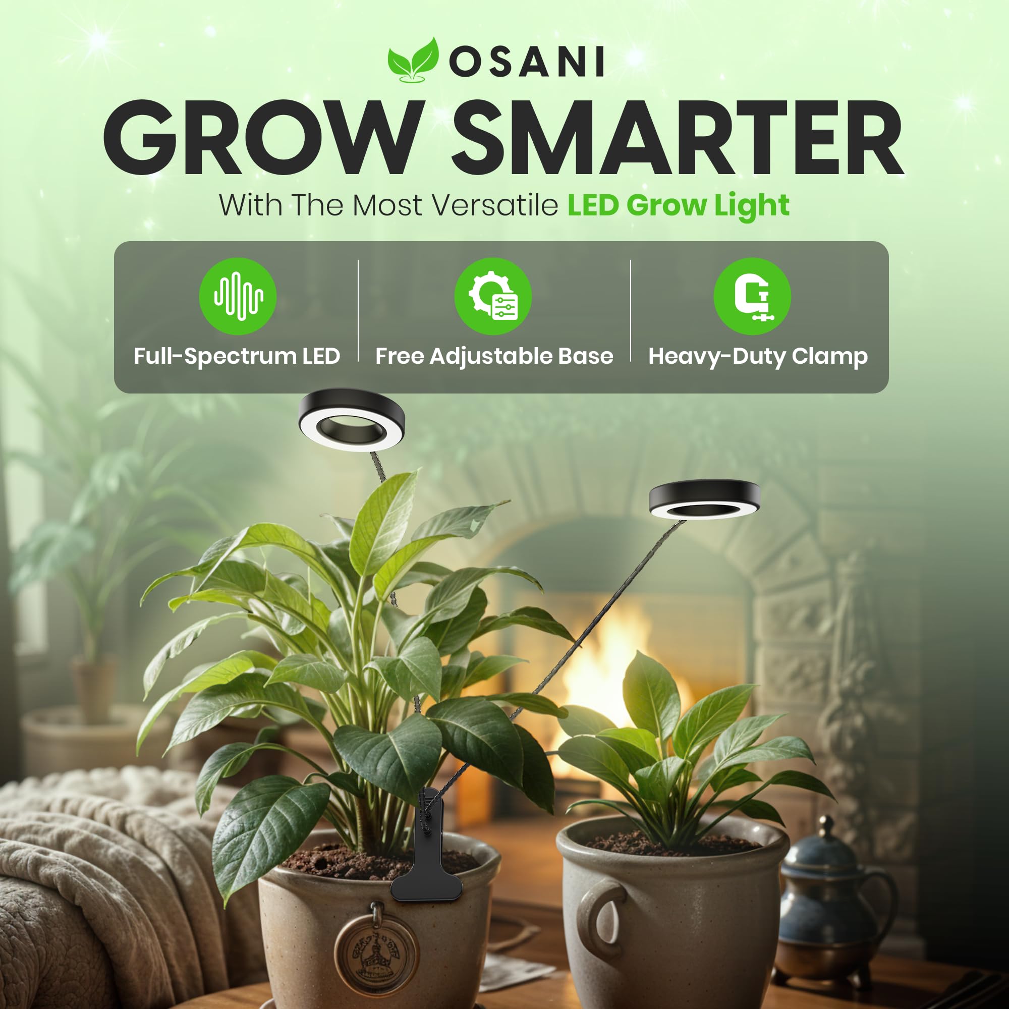 OSANI detalle de los 48 LEDs de espectro completo mostrando variedad de colores