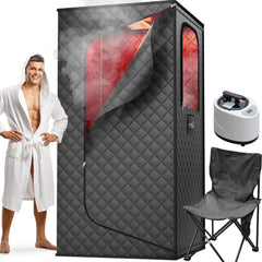 ouluu sauna portátil vista frontal y plegado, fácil instalación y ahorro de espacio