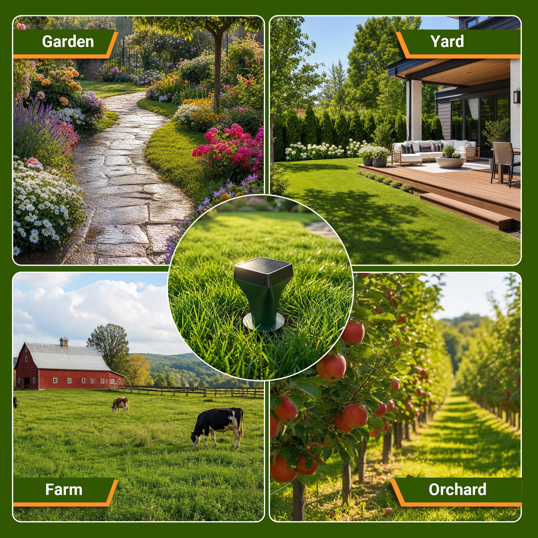Peepst ocho unidades colocadas cubriendo un jardín grande y controlando plagas