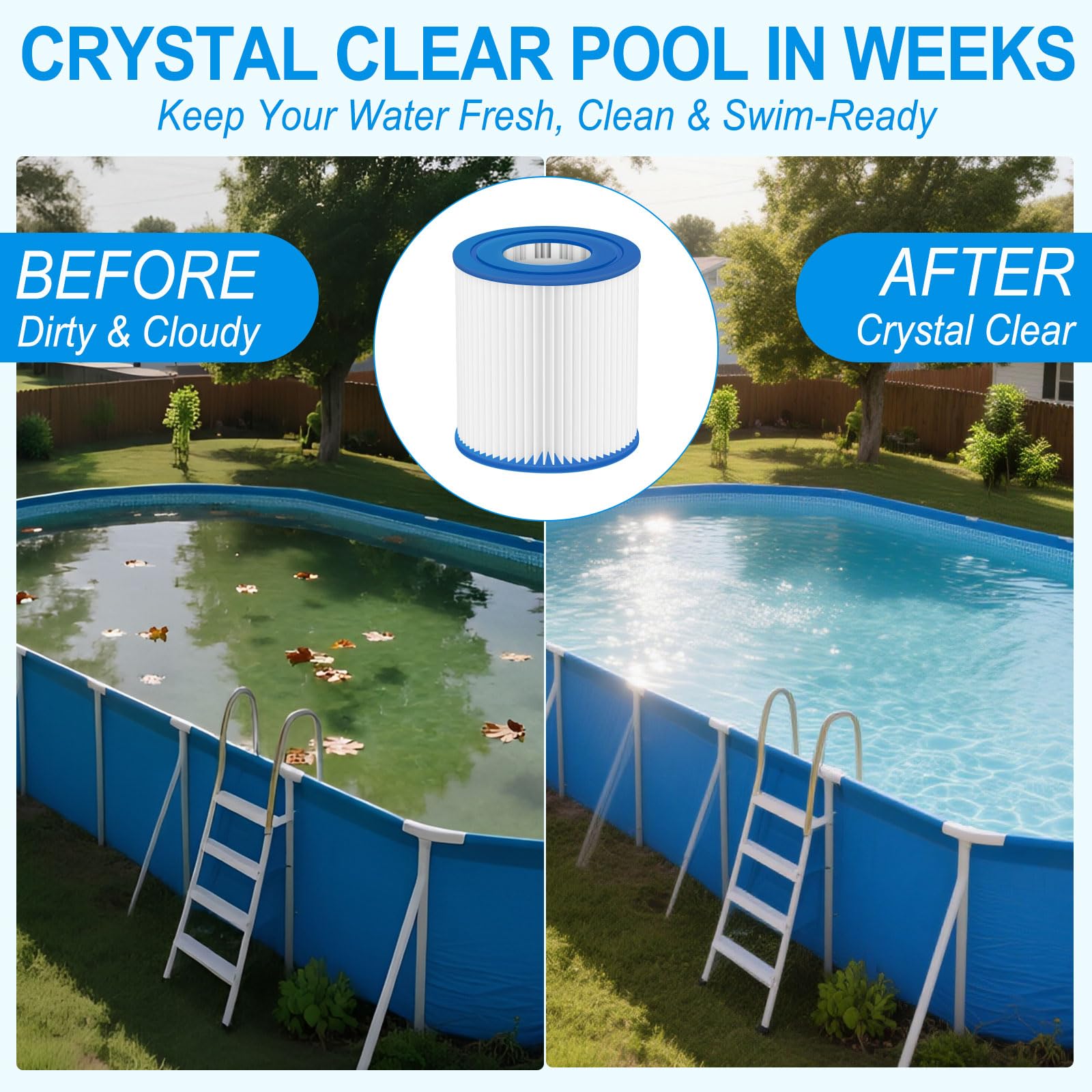 PJT cartucho instalado en bomba 330 GPH optimizando claridad del agua