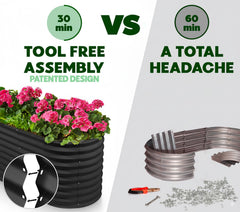 Plant & Plot detalle del canto galvanizado muestra durabilidad
