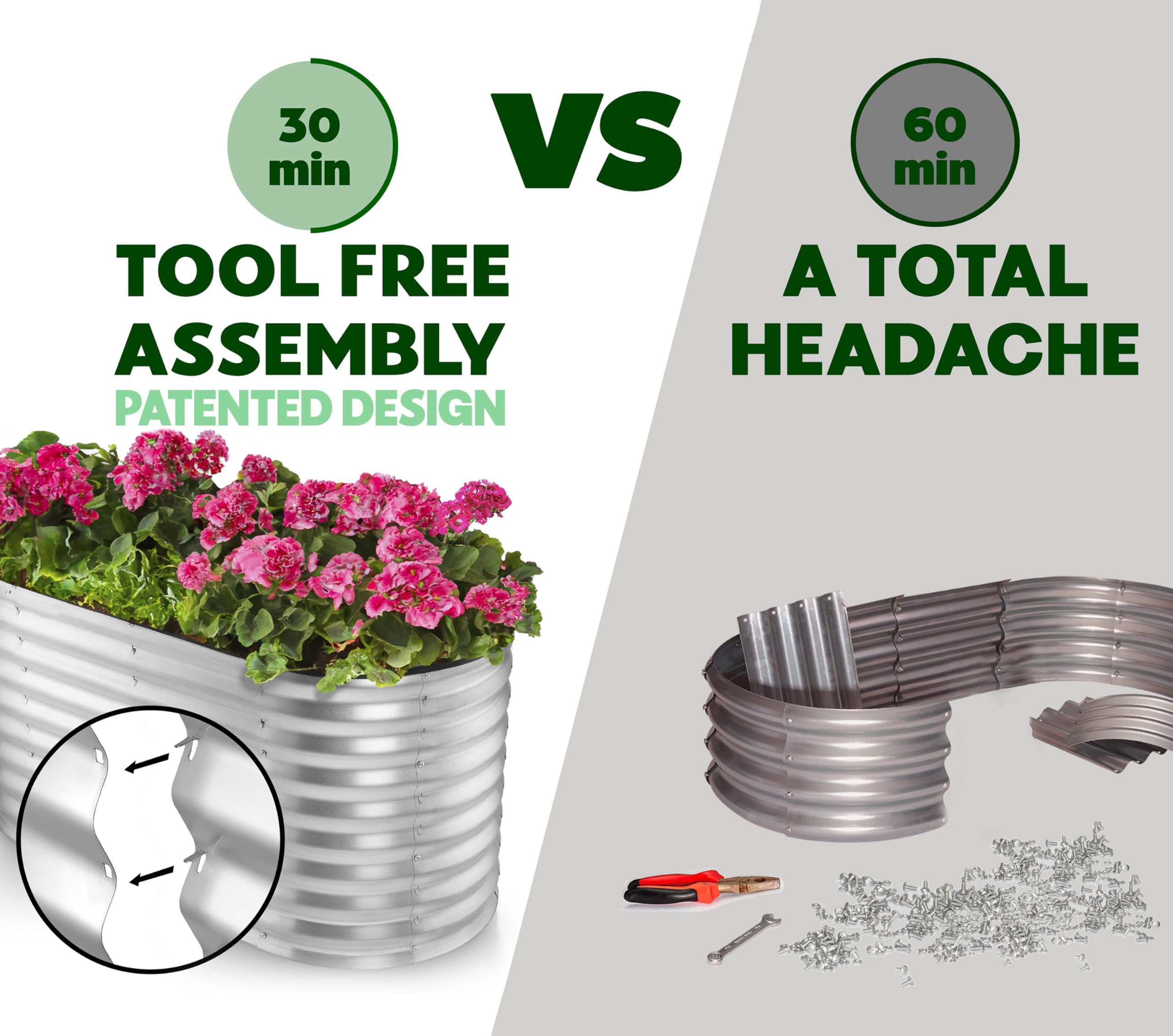 Plant & Plot primer plano del metal galvanizado que resiste óxido y garantiza durabilidad