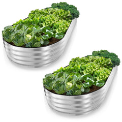 Plant & Plot vista frontal del pack de 2 camas elevadas listos para cultivo y ahorro de espacio