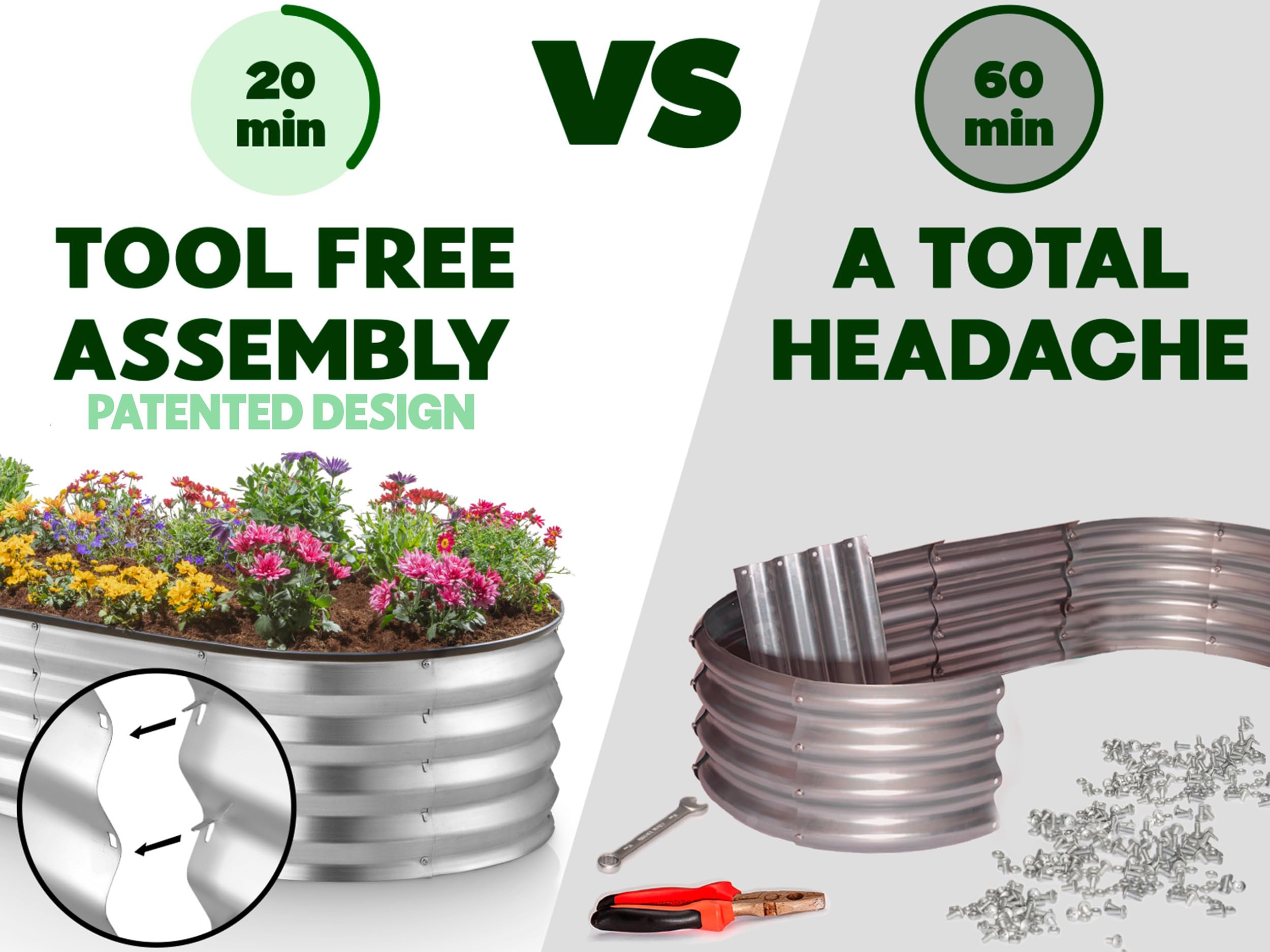 Plant & Plot primer plano del galvanizado y grosor metálico, resistencia al óxido