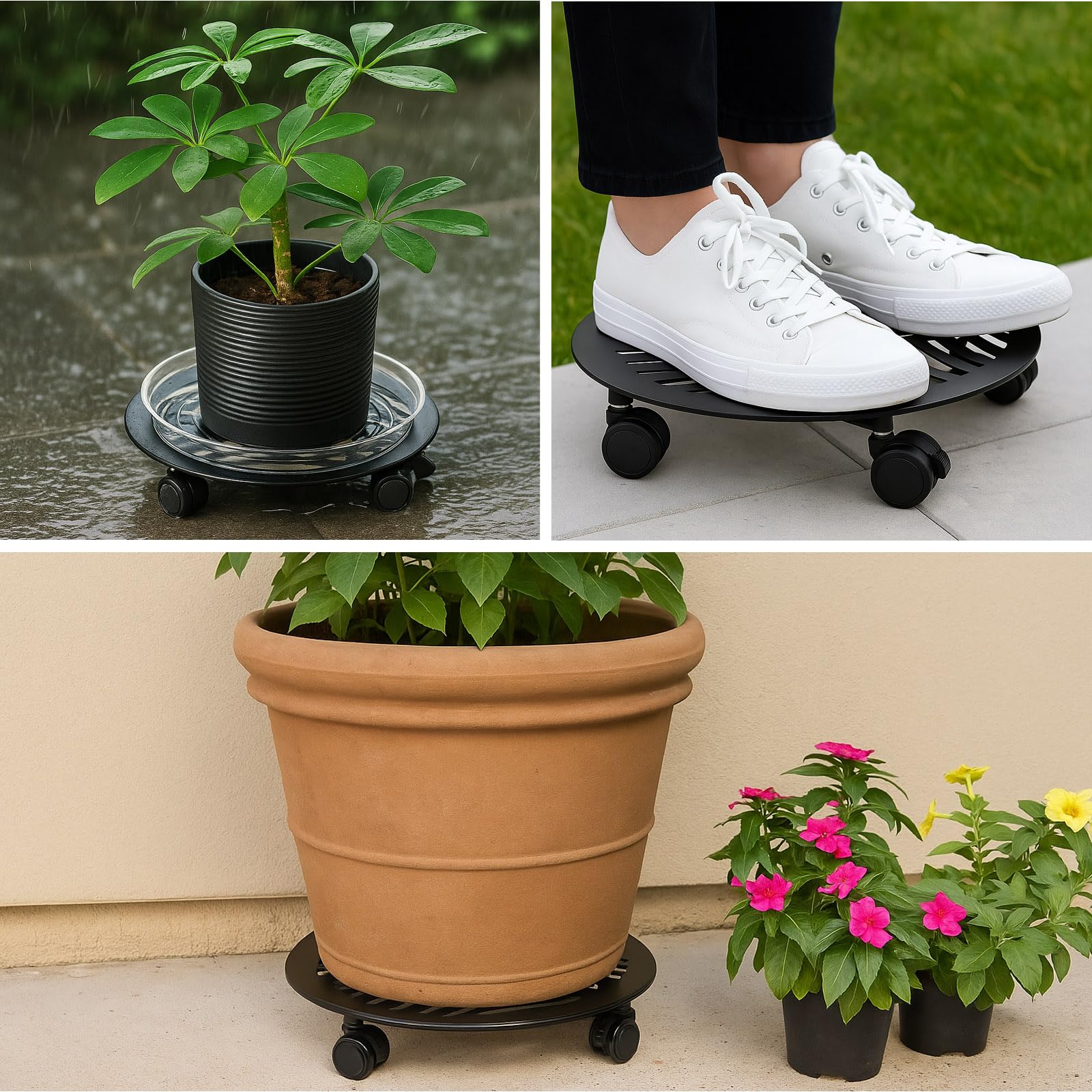 Planterhoma pack de cuatro caddies listos para mover varias macetas