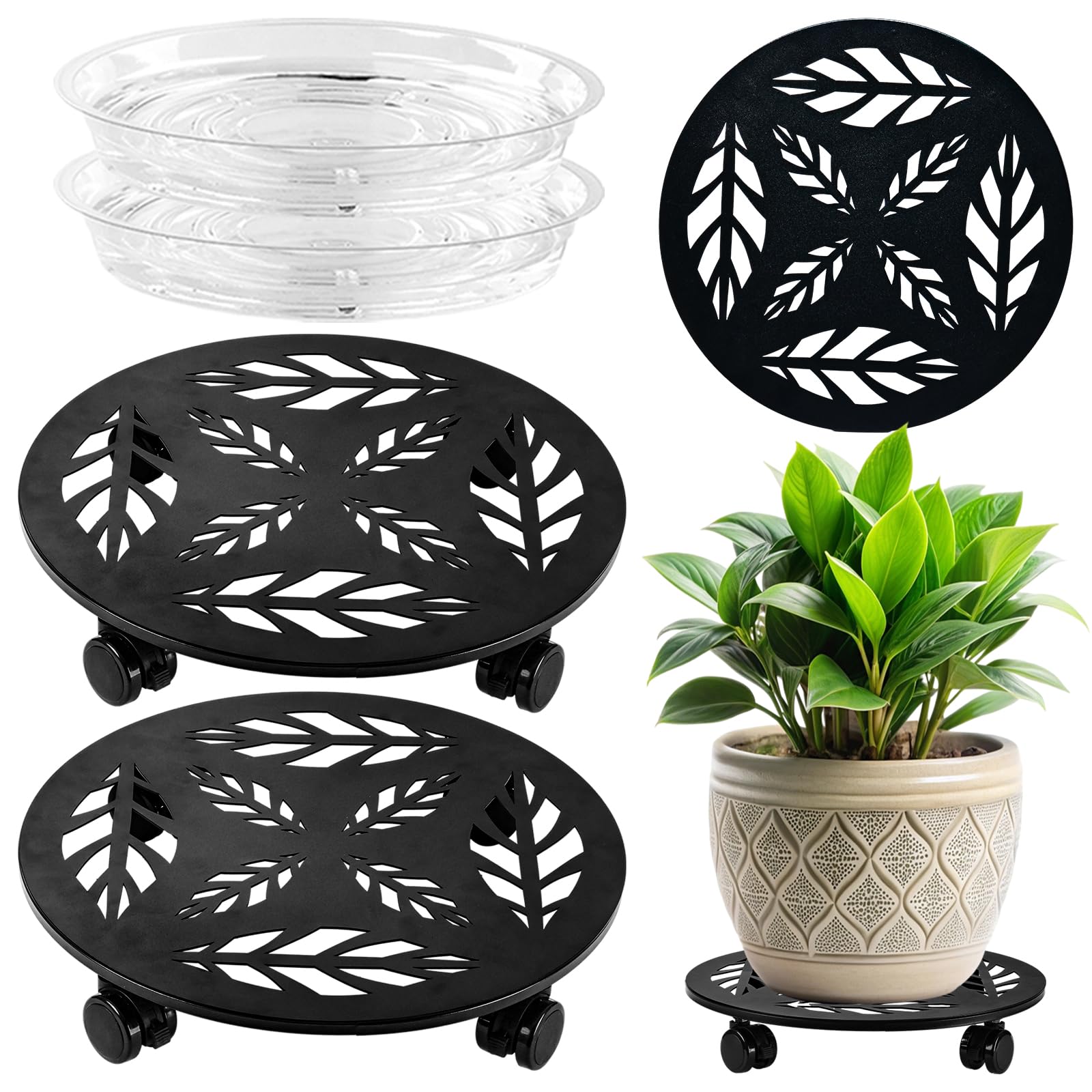 Planterhoma soporte frontal negro mostrando diseño elegante y resistencia