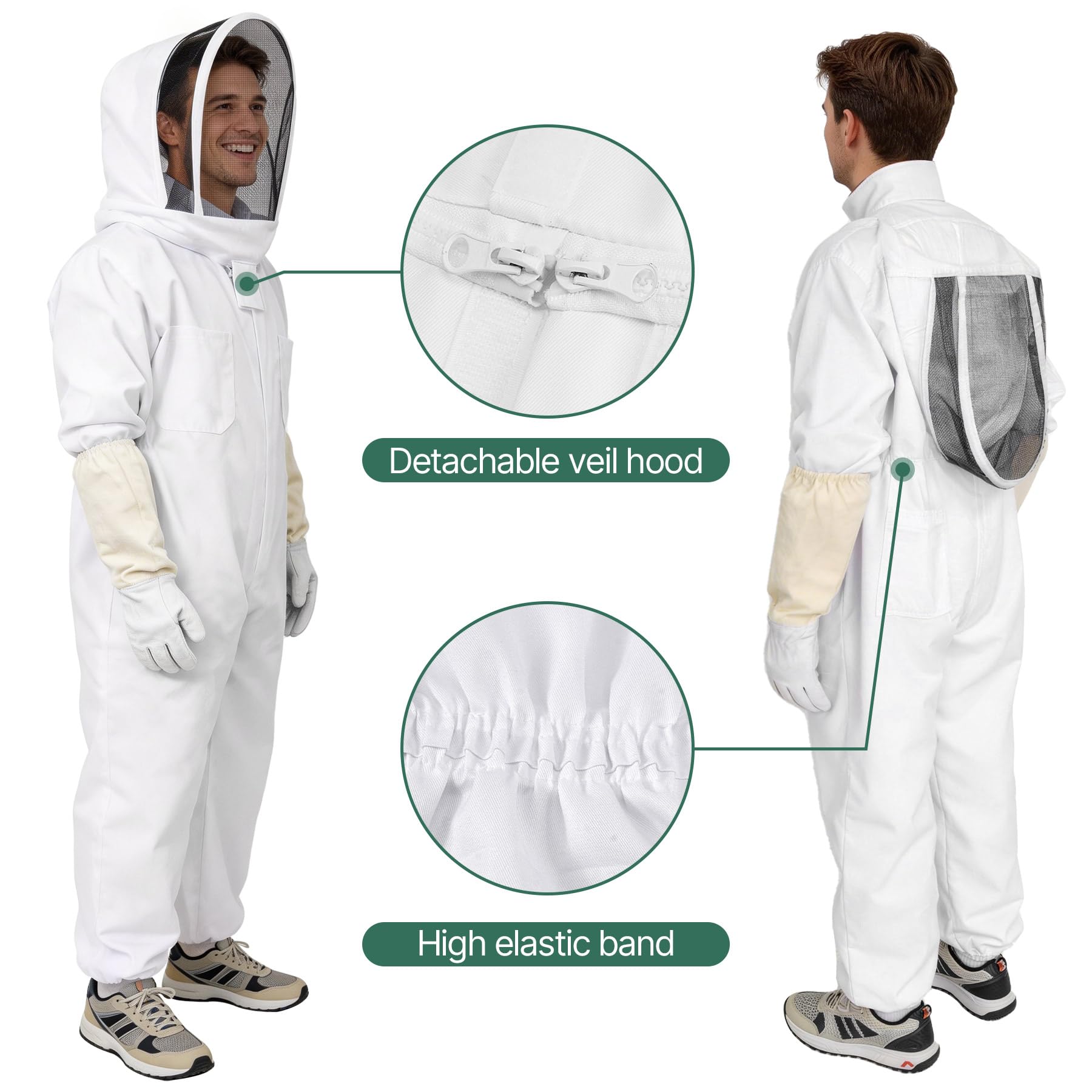 PNKKODW guantes solapados con mangas para evitar entradas de insectos