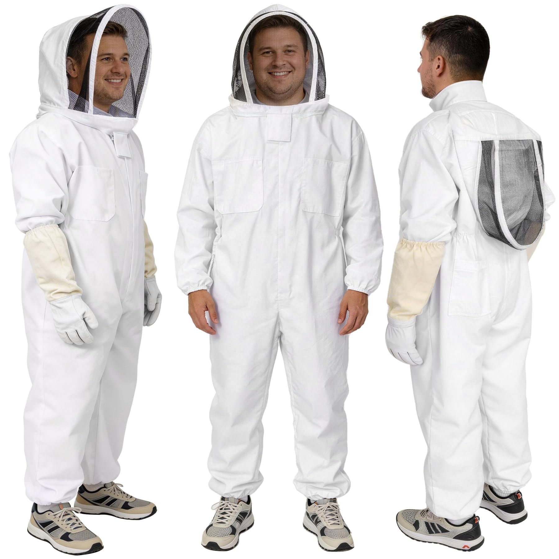 PNKKODW traje apicultor frontal mostrando cobertura completa y protección