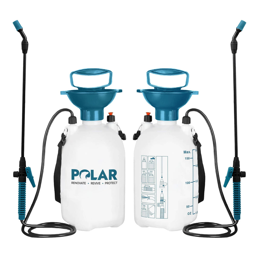 Polar Garden vista frontal del pulverizador con asa ergonómica y correa