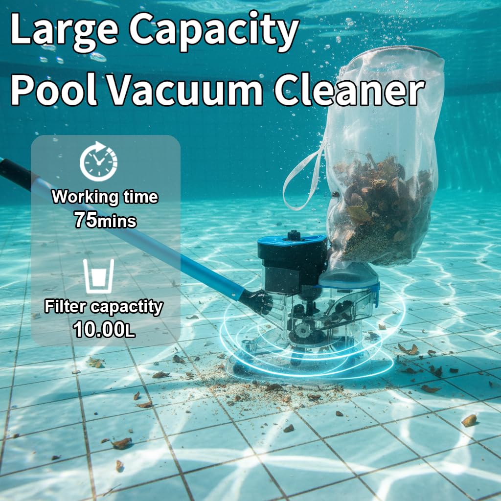 Pool Stomach mostrando puerto de carga y batería para hasta 75 minutos