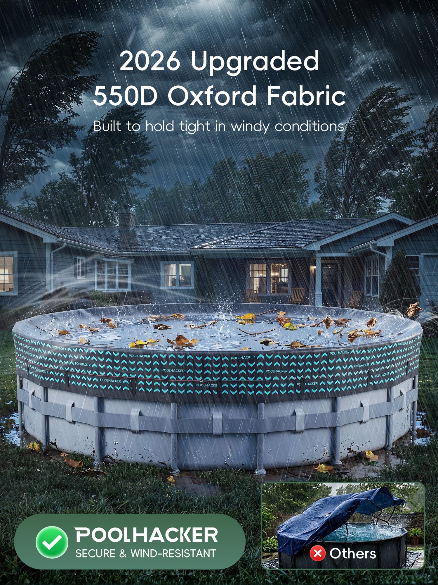 POOLHACKER detalle del tejido 550D que muestra textura duradera