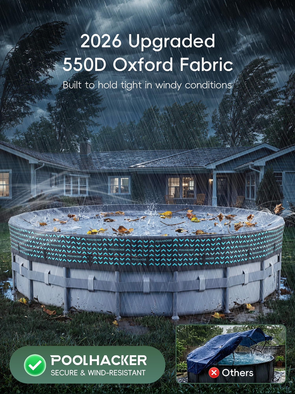 POOLHACKER detalle del tejido 550D que muestra textura duradera
