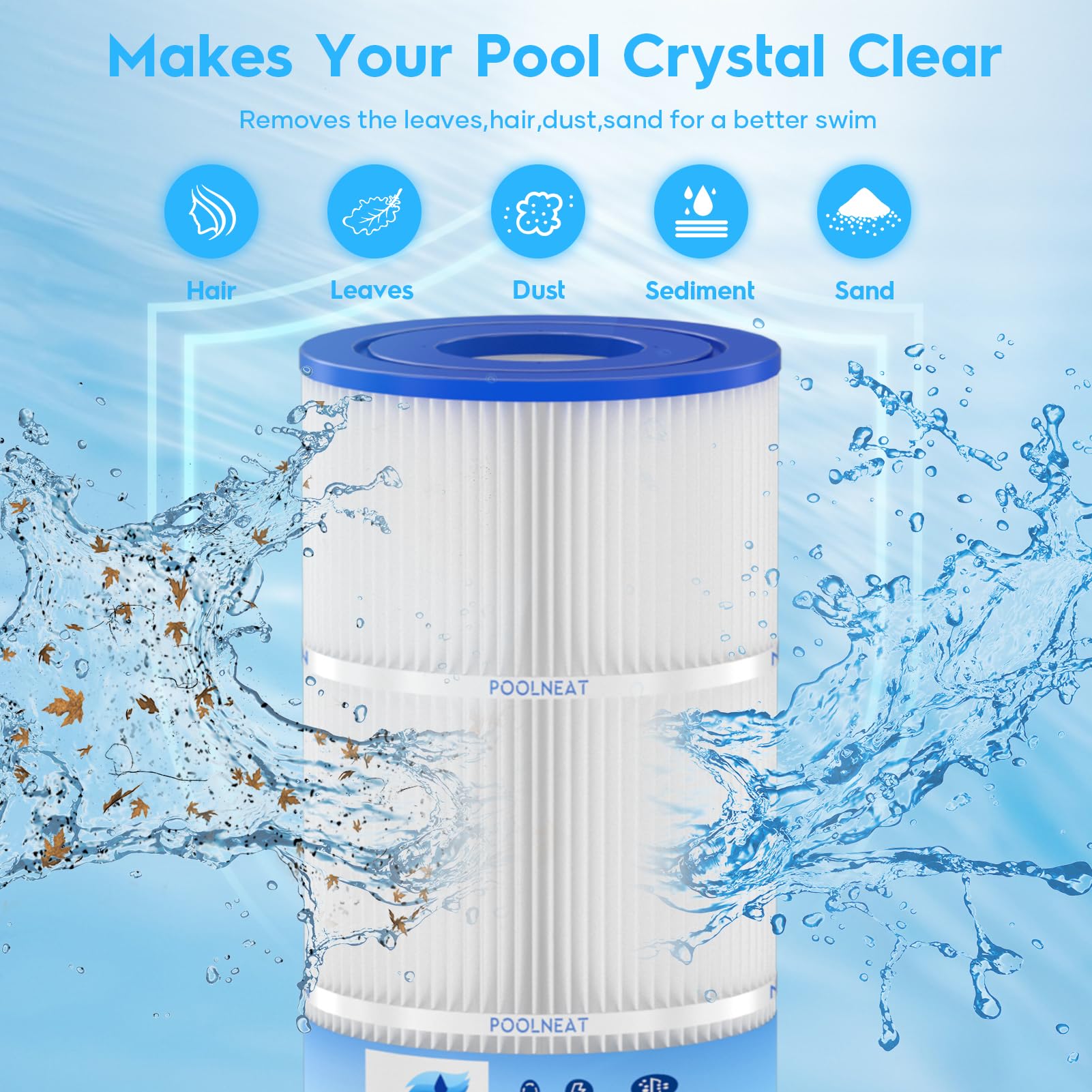 POOLNEAT cartucho instalado en filtro Jandy demostrando compatibilidad y flujo eficiente